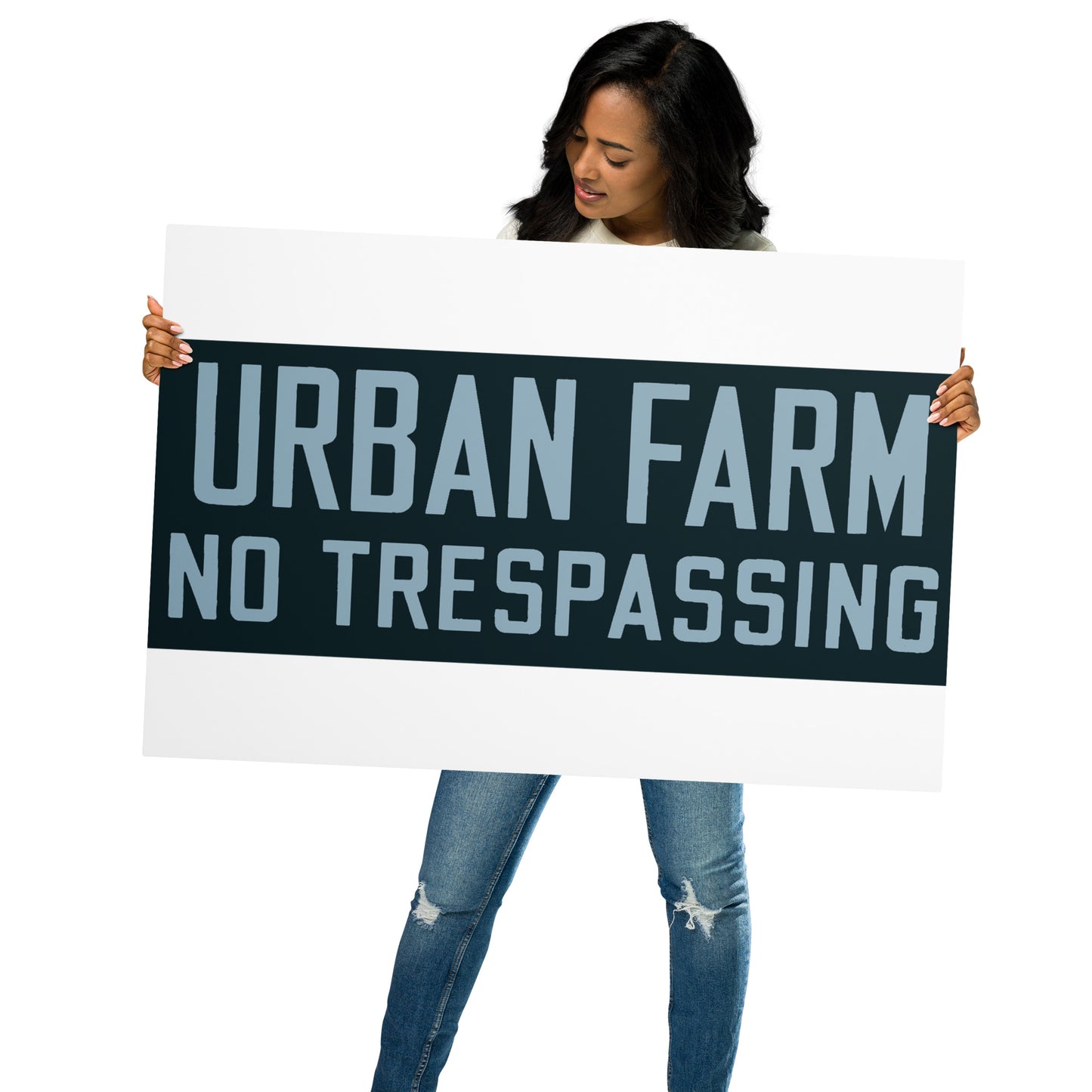 Retro Urban Farm Sign Porcelain Style Metal prints