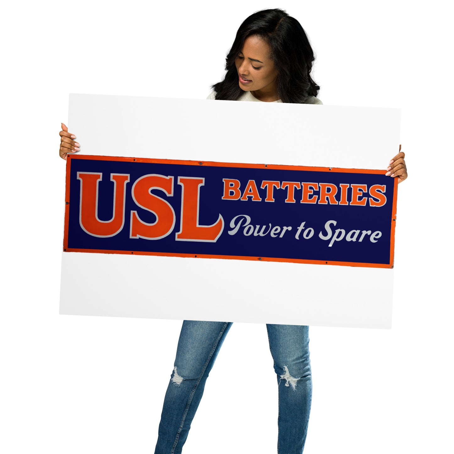 Retro USL Battery Tin Style Metal prints