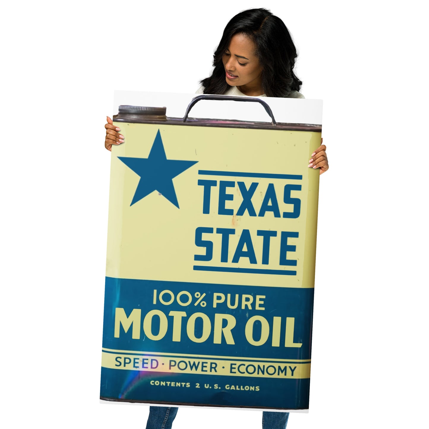 Vintage Texas Motor Oil Can Gallon Design Metal prints