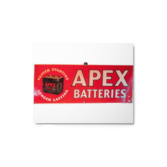 Apex Batteries Retro Tin Style Metal prints