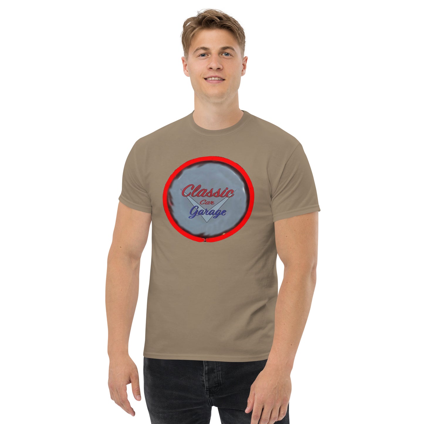 Classic Car Garage Neon Graffiti Style Men's classic tee