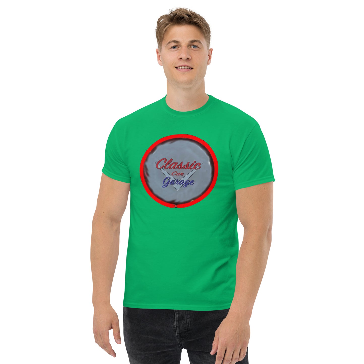 Classic Car Garage Neon Graffiti Style Men's classic tee