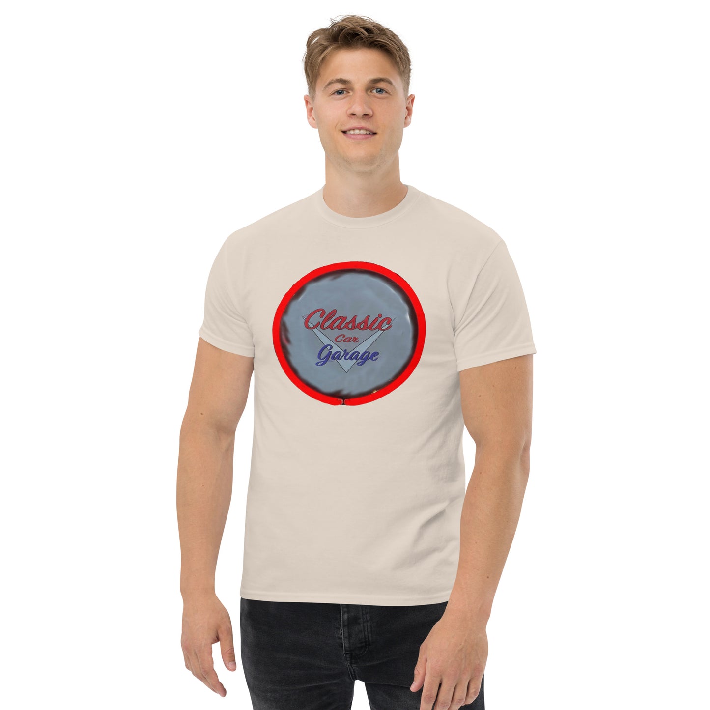 Classic Car Garage Neon Graffiti Style Men's classic tee