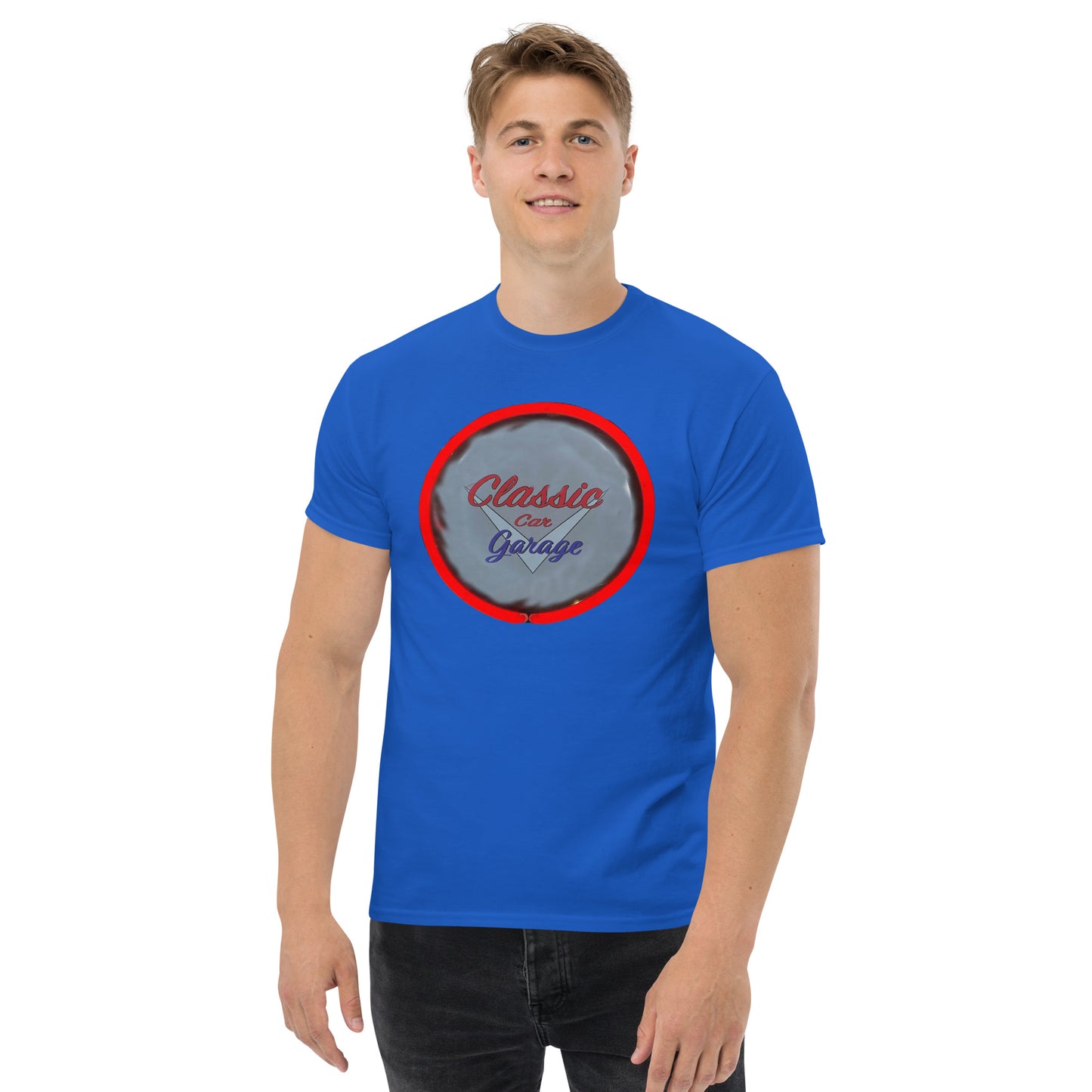 Classic Car Garage Neon Graffiti Style Men's classic tee