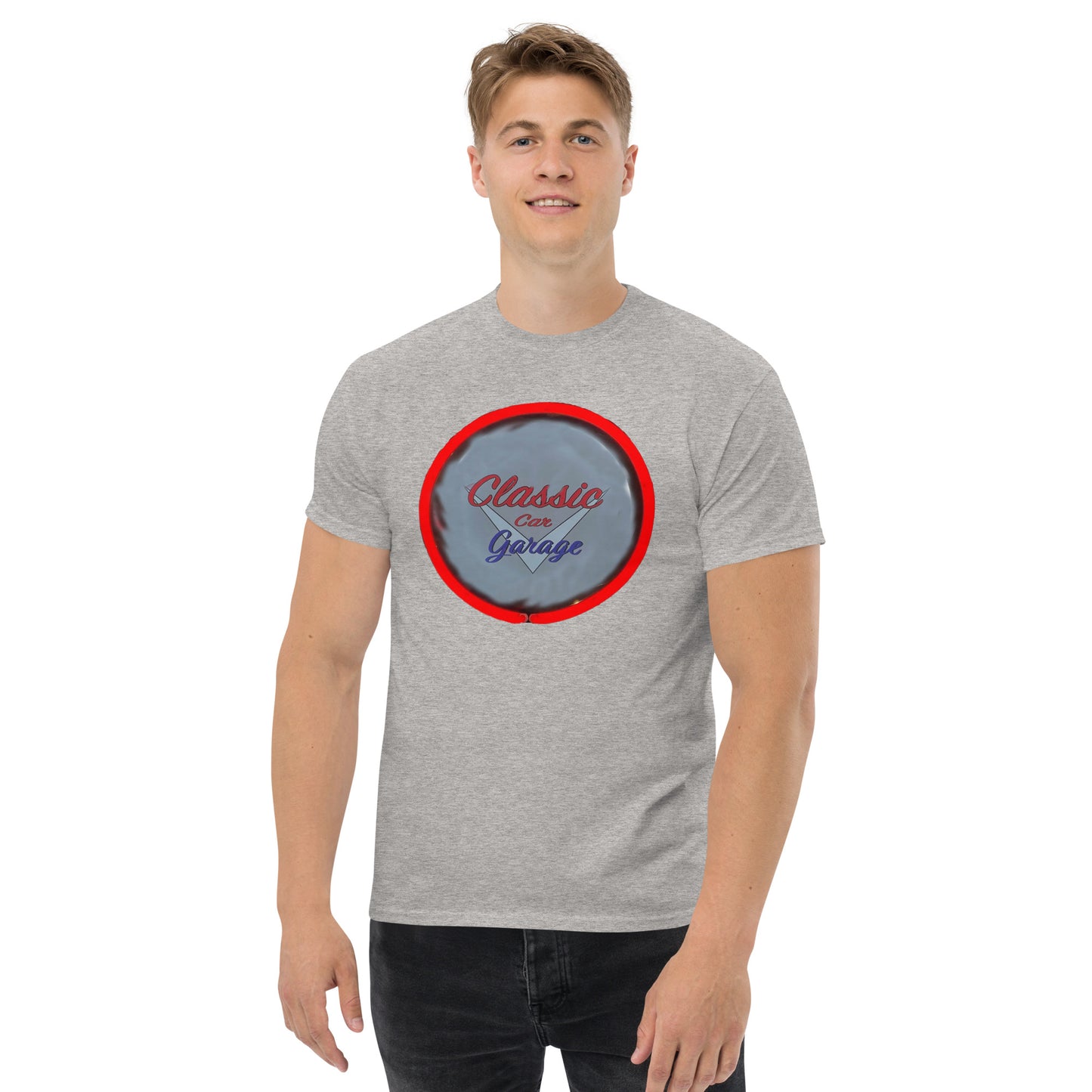 Classic Car Garage Neon Graffiti Style Men's classic tee