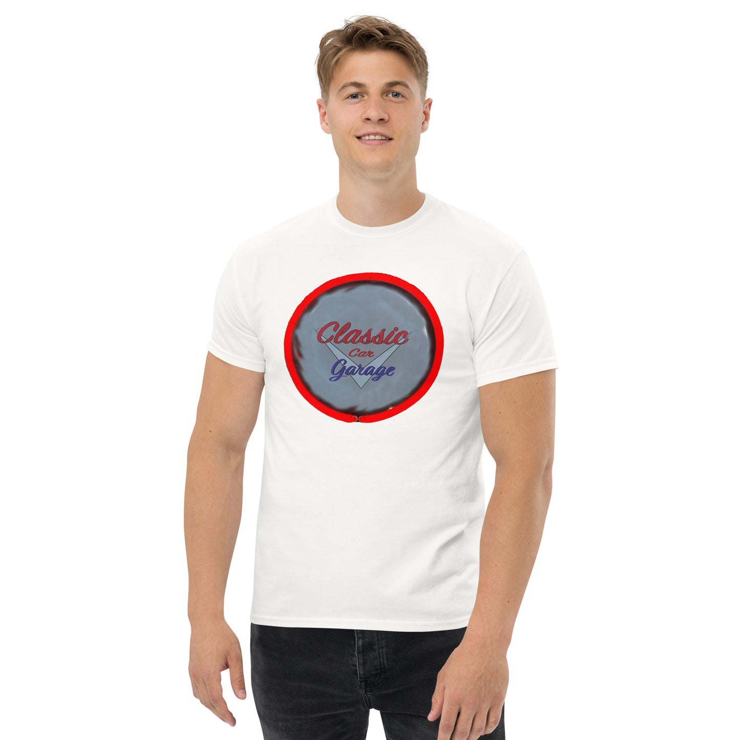 Classic Car Garage Neon Graffiti Style Men's classic tee