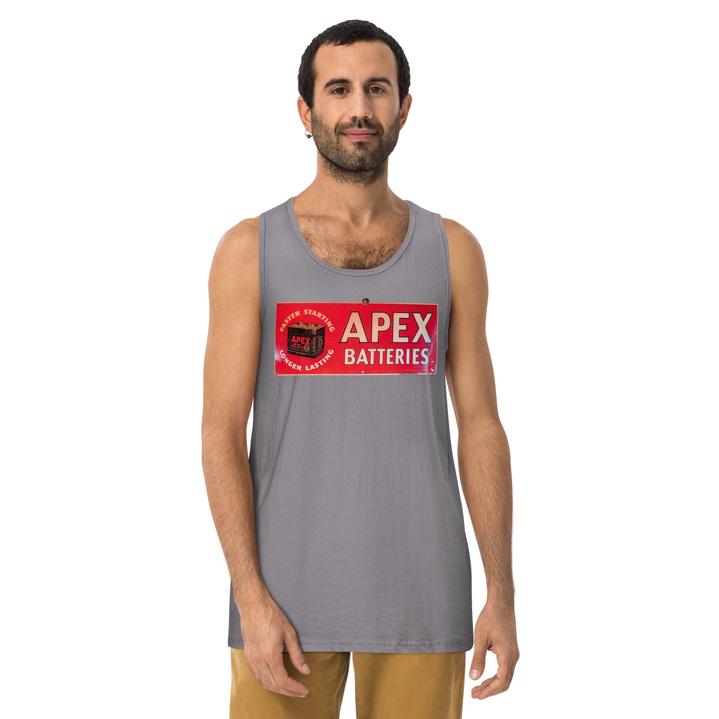 Apex Batteries Retro Tin Style Men’s premium tank top