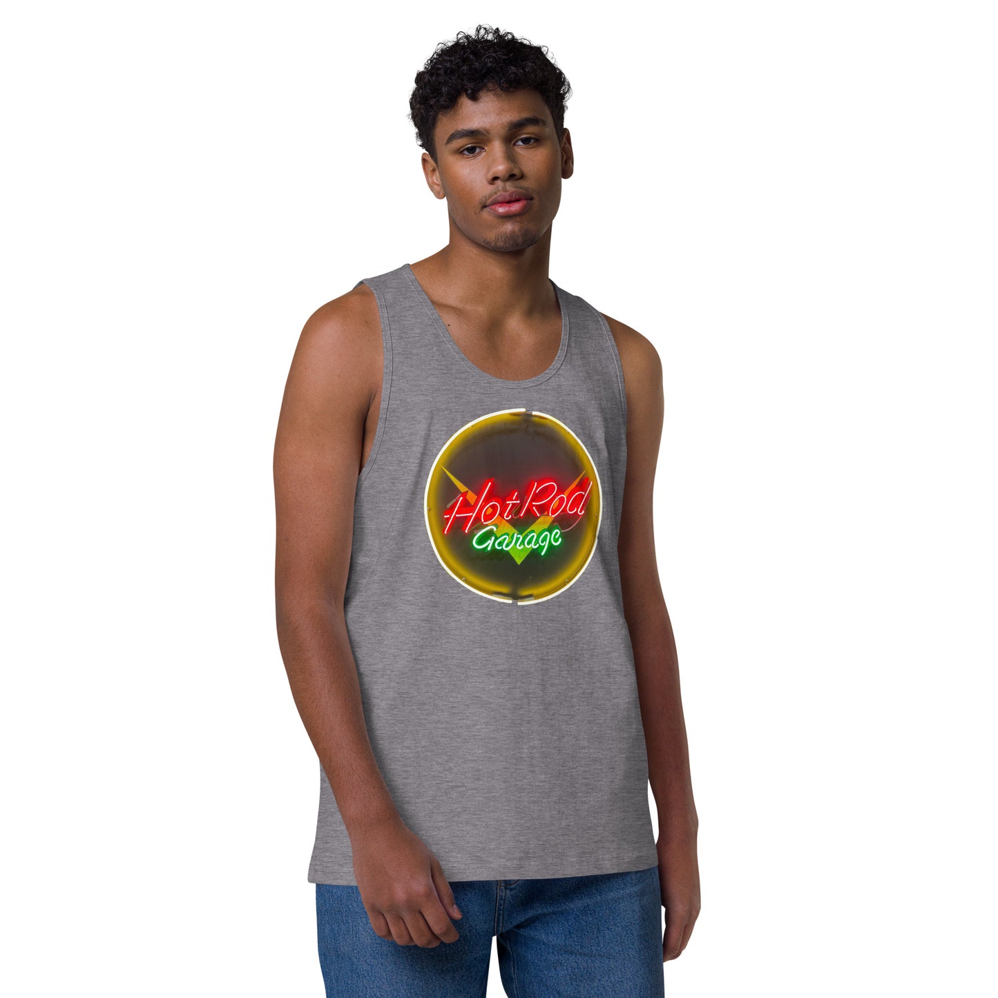 Hot Rod Garage Vintage Neon Sign Men’s premium tank top