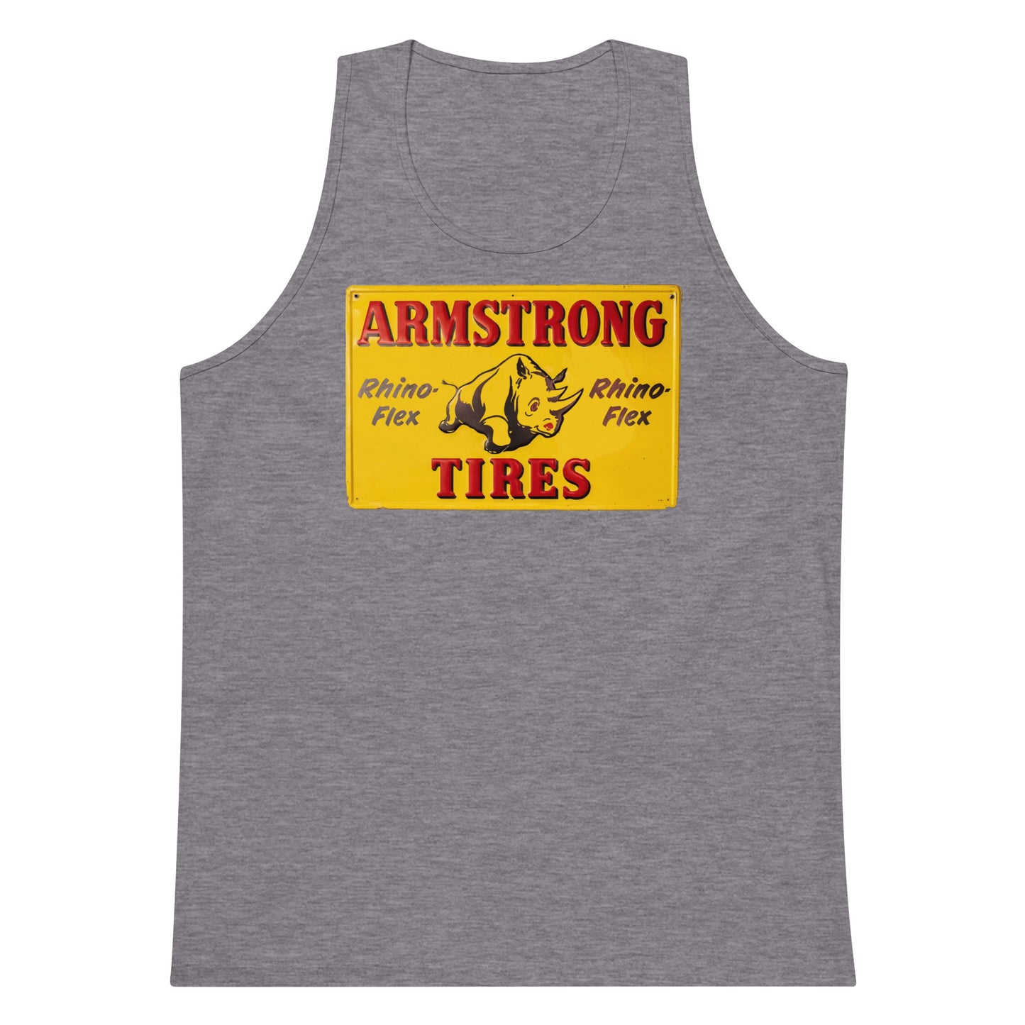 Retro Rhino Tire Sign Tin Style Men’s premium tank top