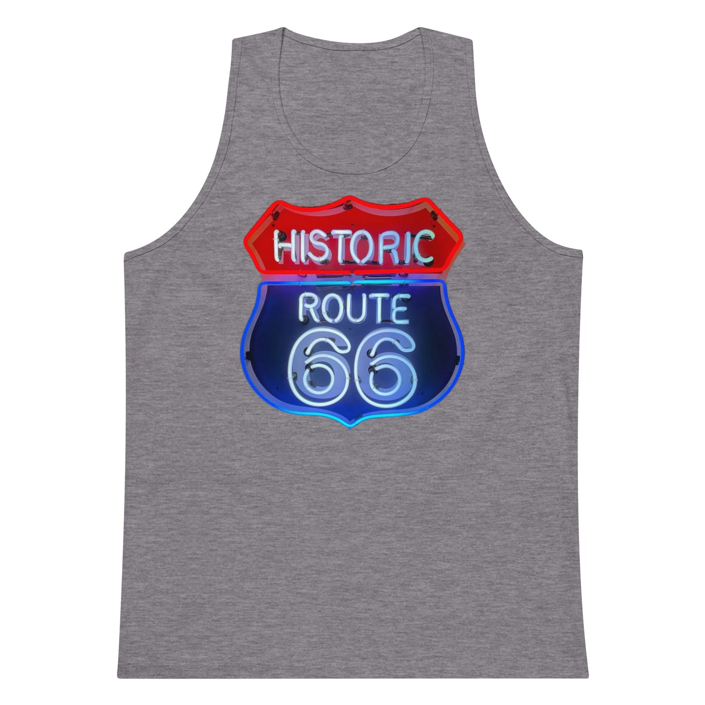 Vintage Route 66 Neon Style Men’s premium tank top