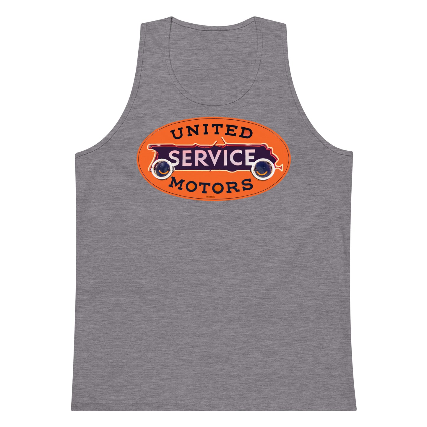 Vintage United Service Motor Neon Style Unlit Men’s premium tank top