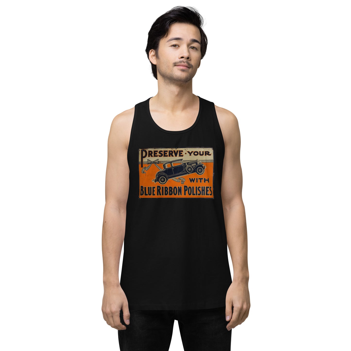 Blue Ribbon Patina Tin Style Men’s premium tank top