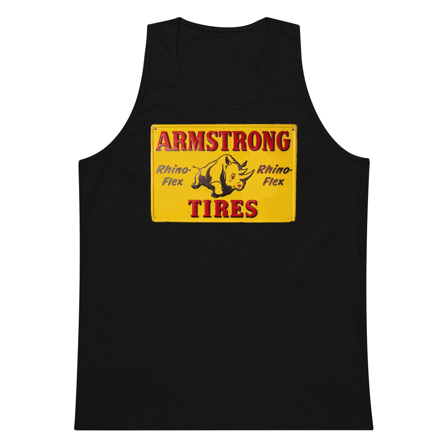 Retro Rhino Tire Sign Tin Style Men’s premium tank top