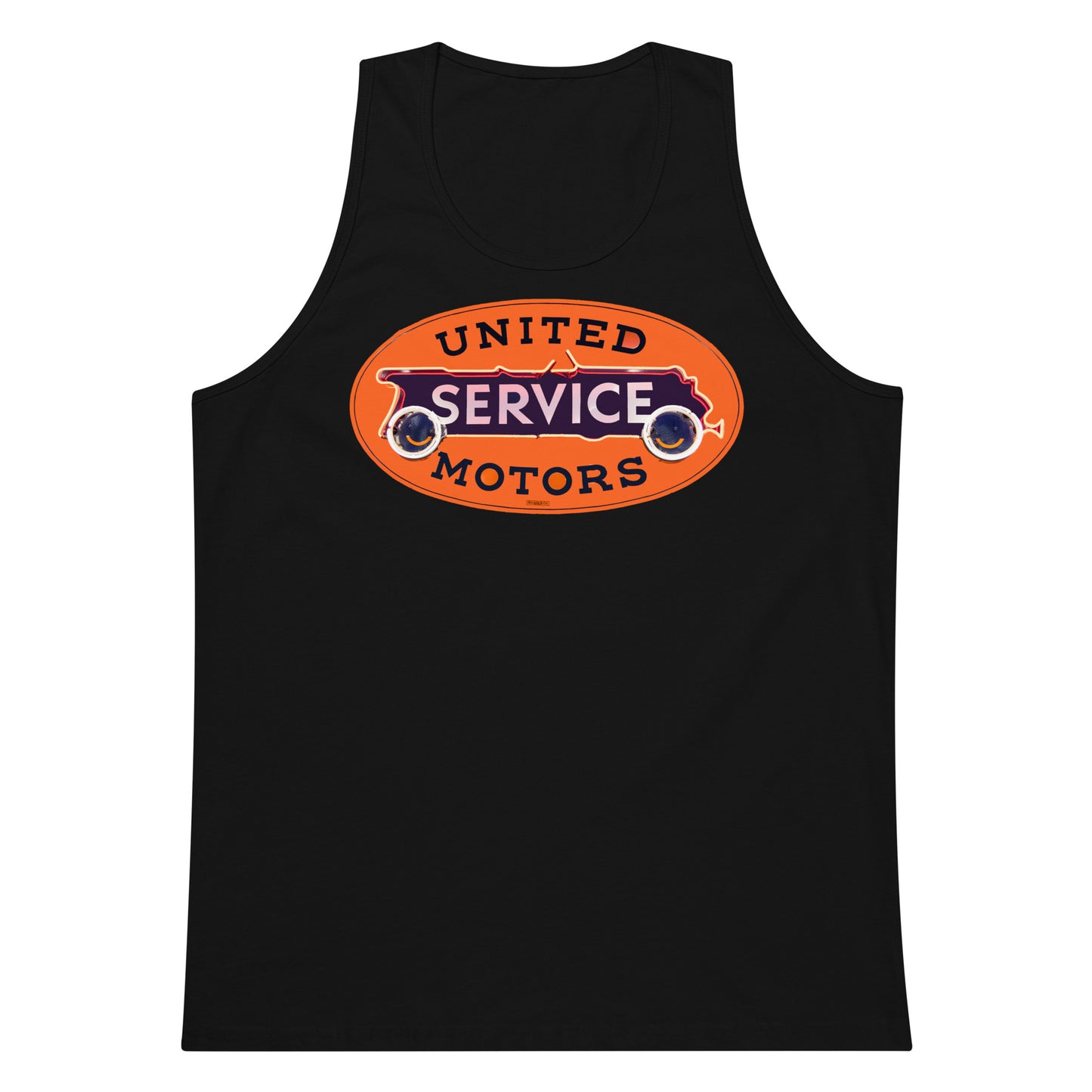 Vintage United Service Motor Neon Style Unlit Men’s premium tank top