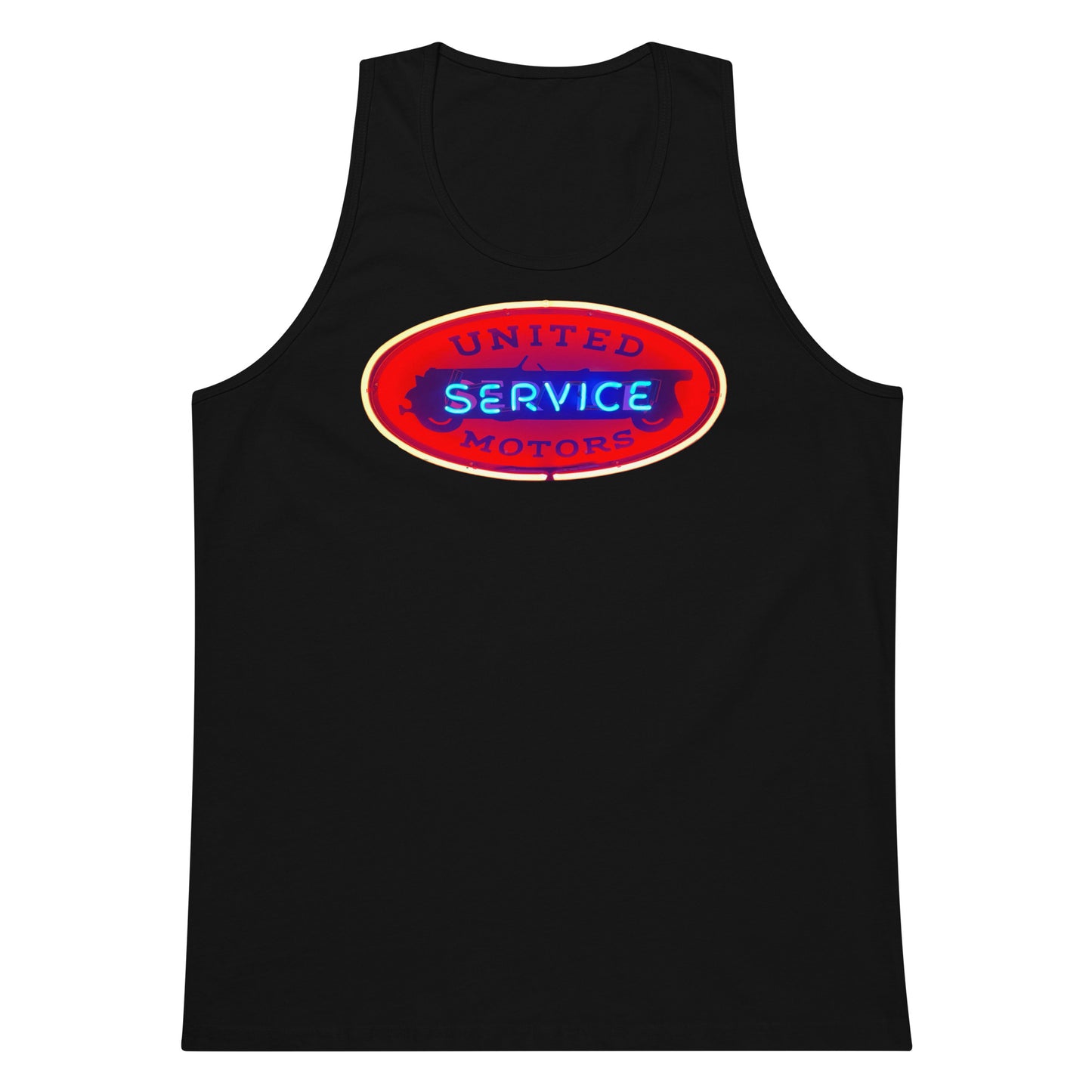 Vintage United Service Motor Neon Style Lit Men’s premium tank top