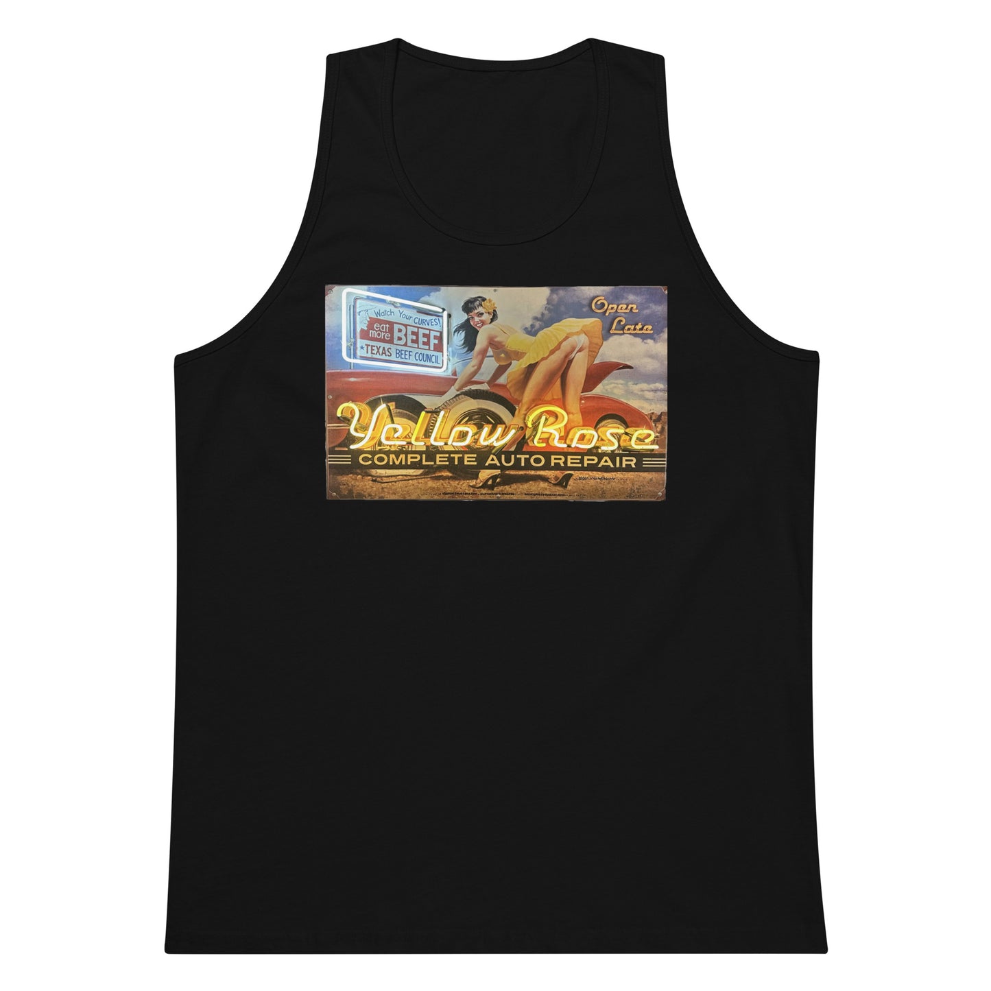 Vintage Auto Repair Neon Sign Style Men’s premium tank top