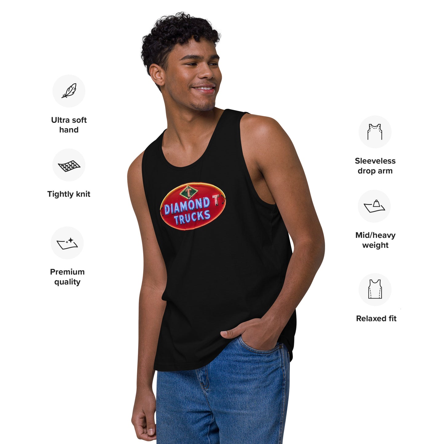 Diamond Trucks Retro Neon Sign Style Men’s premium tank top