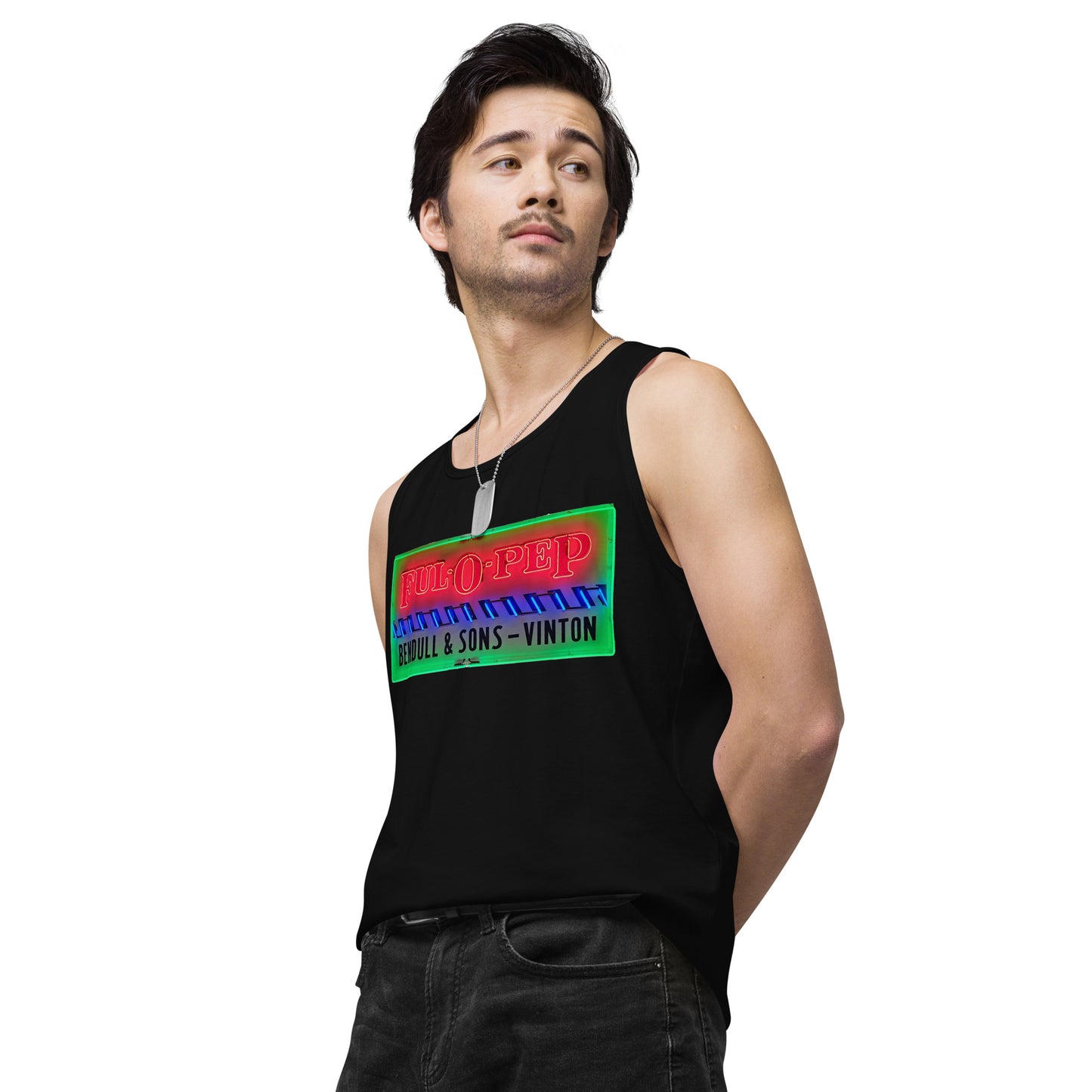 Vintage Racing Sign Neon Style Men’s premium tank top