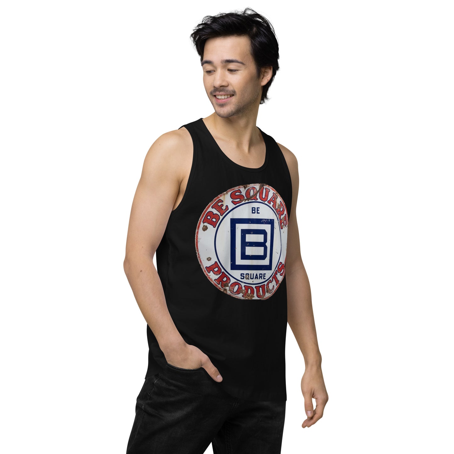 B Square Design Porcelain Men’s premium tank top