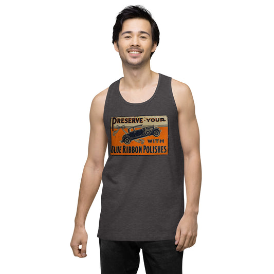 Blue Ribbon Patina Tin Style Men’s premium tank top