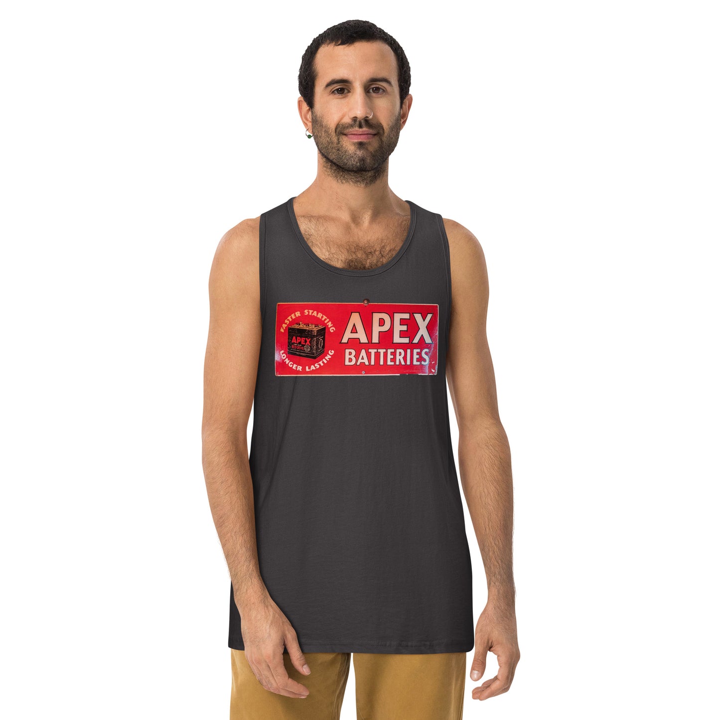 Apex Batteries Retro Tin Style Men’s premium tank top