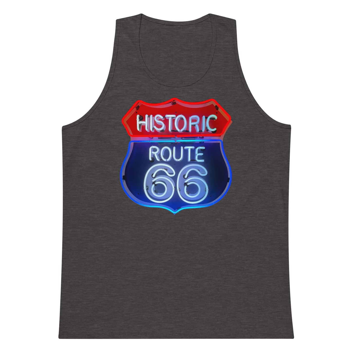 Vintage Route 66 Neon Style Men’s premium tank top