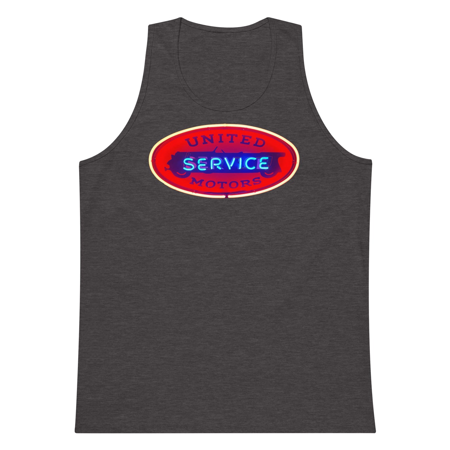 Vintage United Service Motor Neon Style Lit Men’s premium tank top