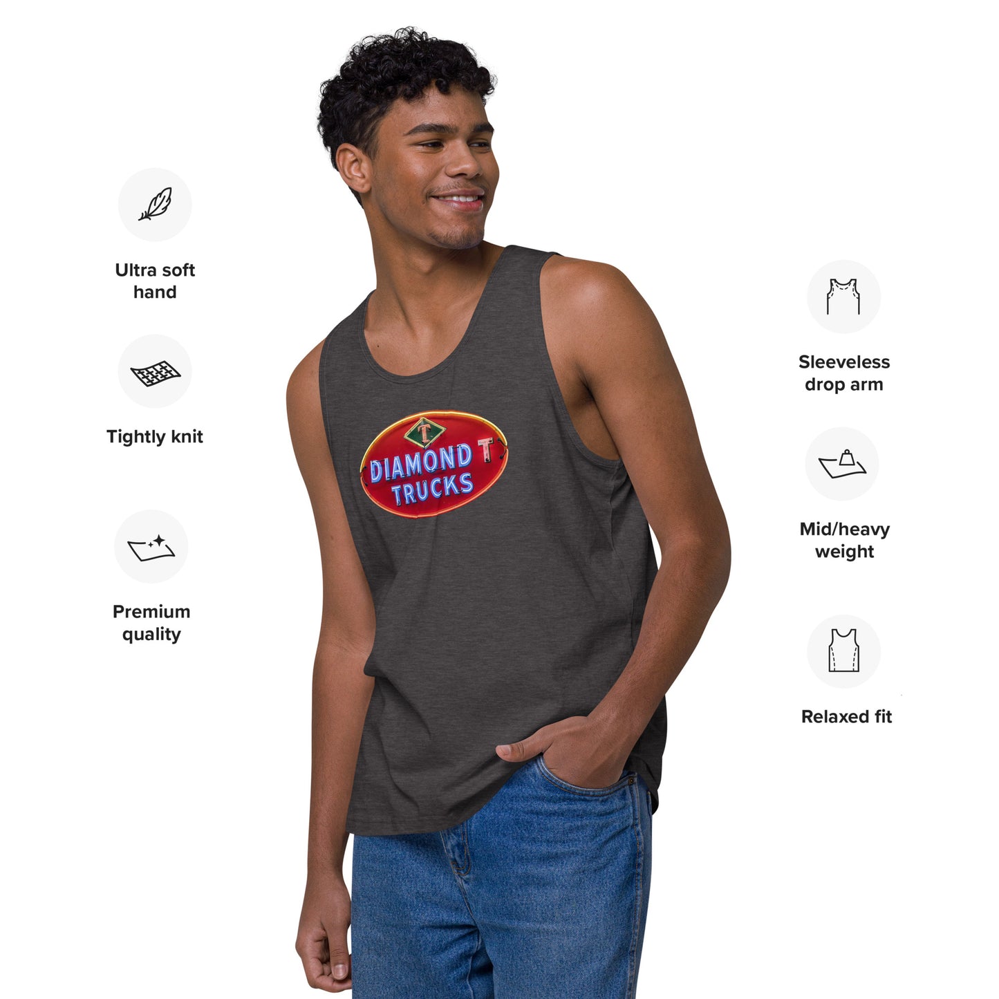 Diamond Trucks Retro Neon Sign Style Men’s premium tank top