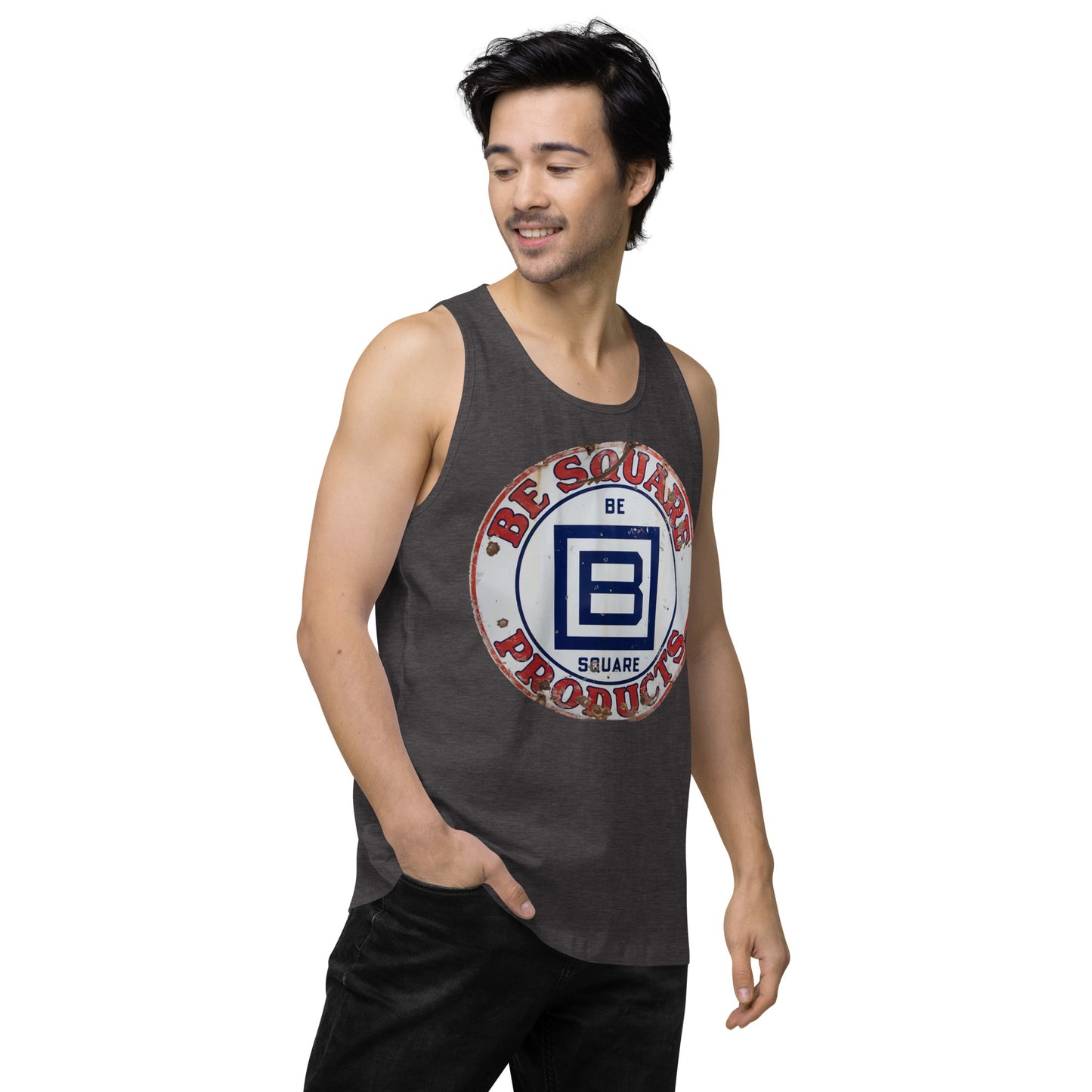 B Square Design Porcelain Men’s premium tank top