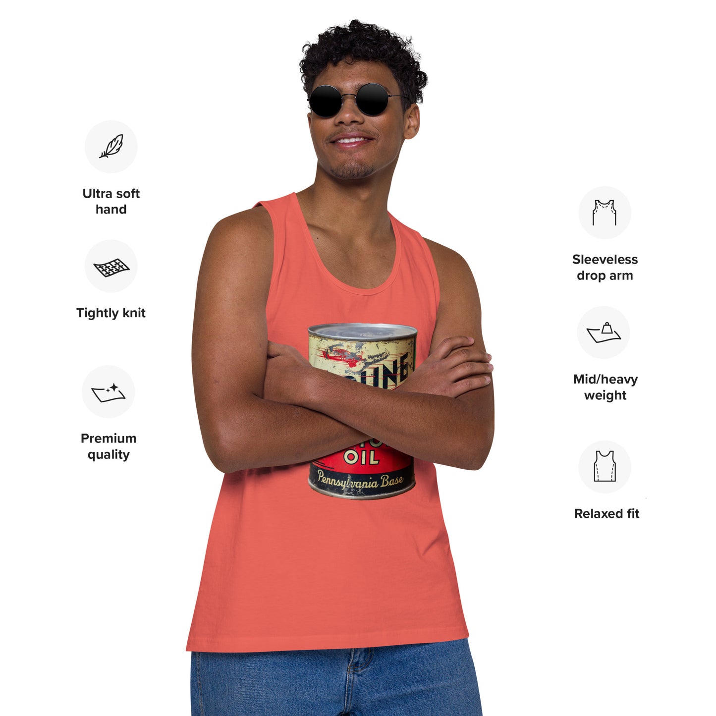 Aviation Oil Soup Can Style Men’s premium tank top