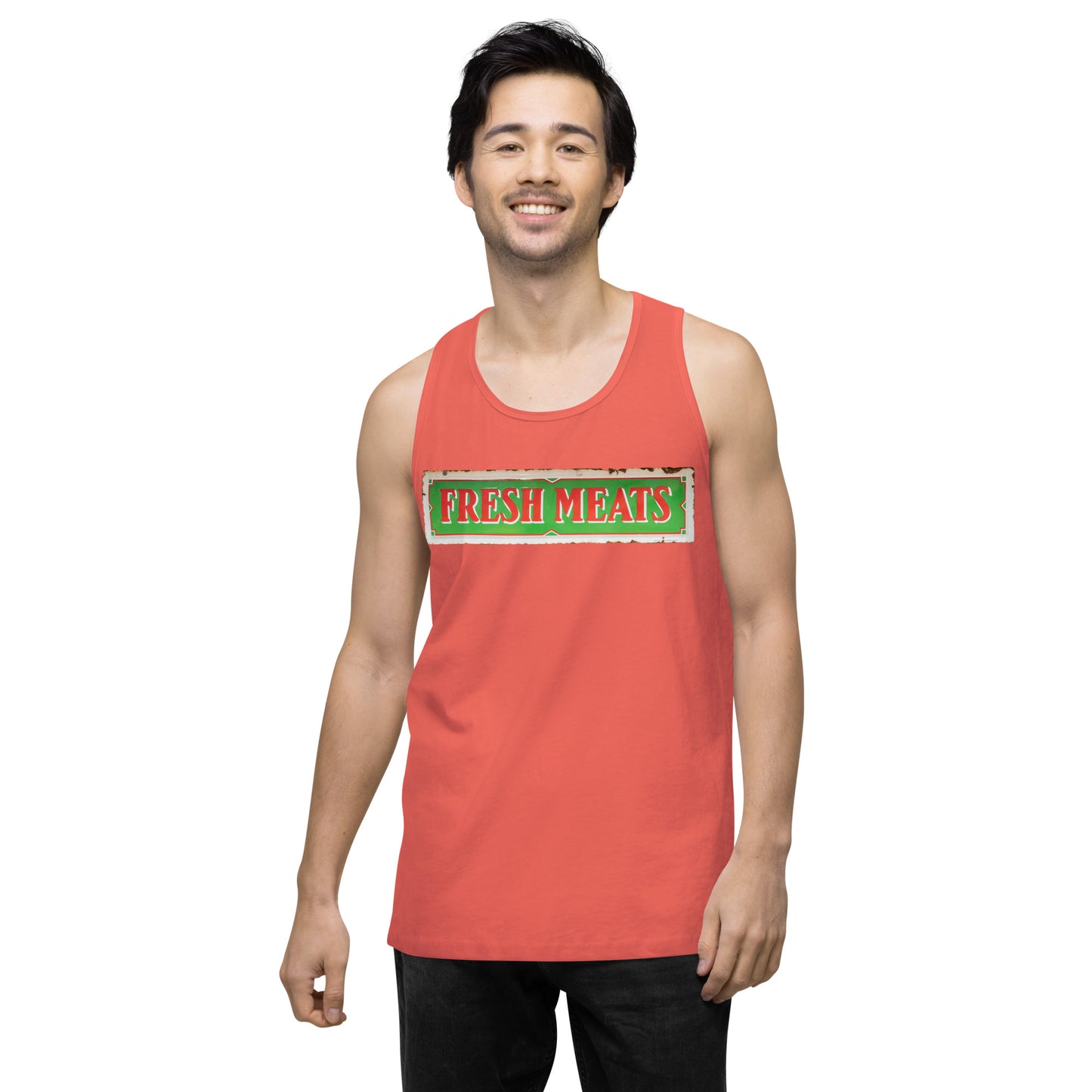 Vintage Fresh Meat Sign Porcelain Style Men’s premium tank top