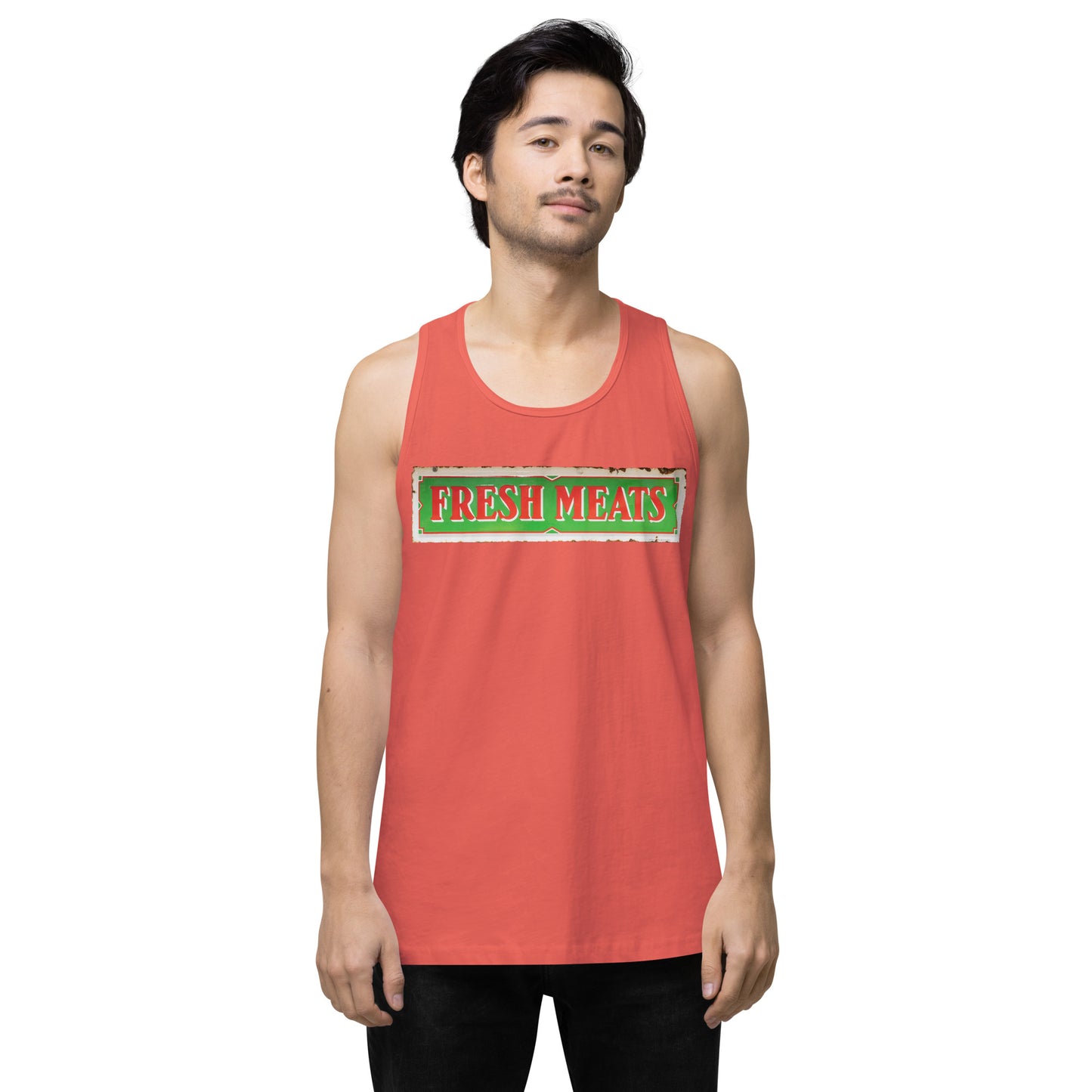 Vintage Fresh Meat Sign Porcelain Style Men’s premium tank top