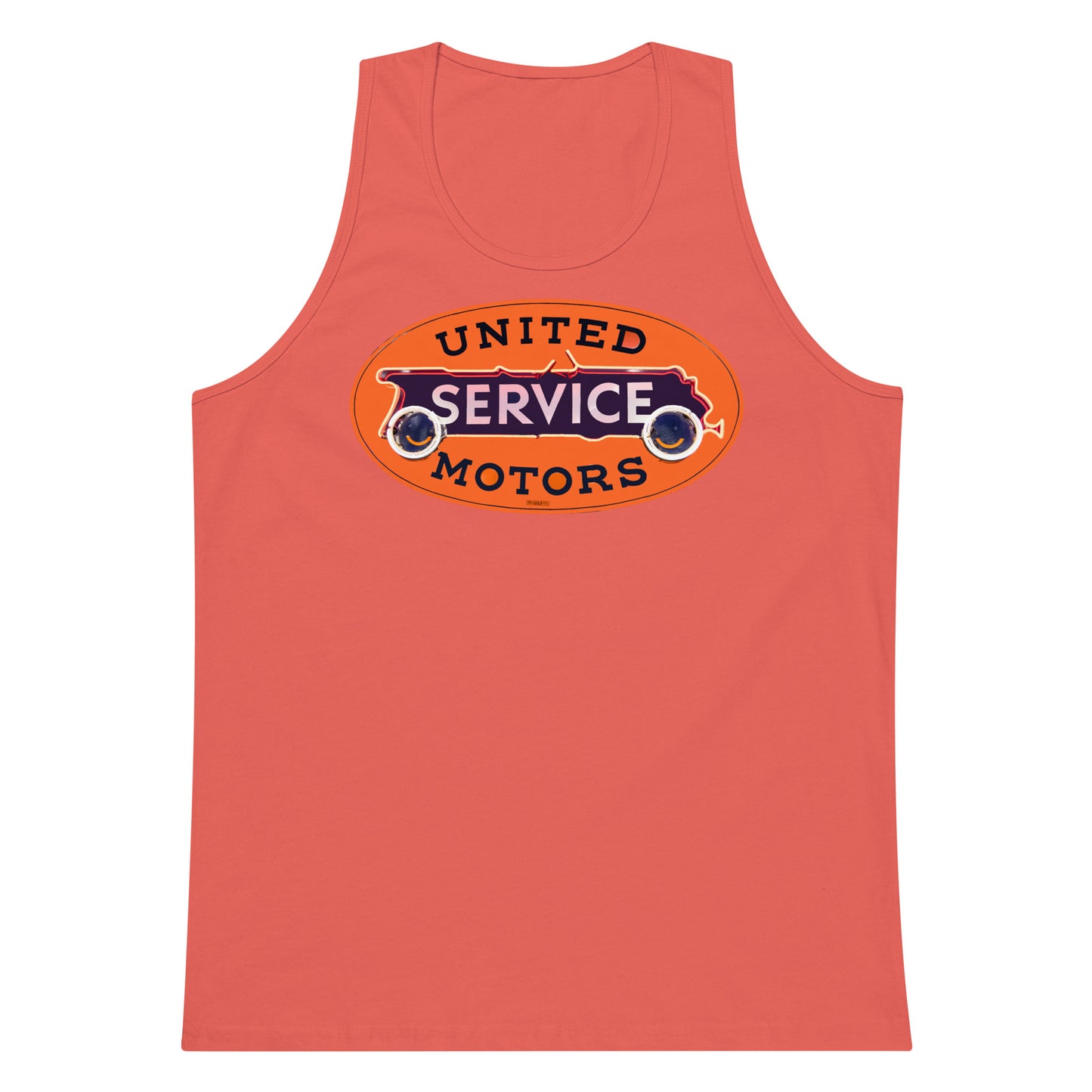 Vintage United Service Motor Neon Style Unlit Men’s premium tank top