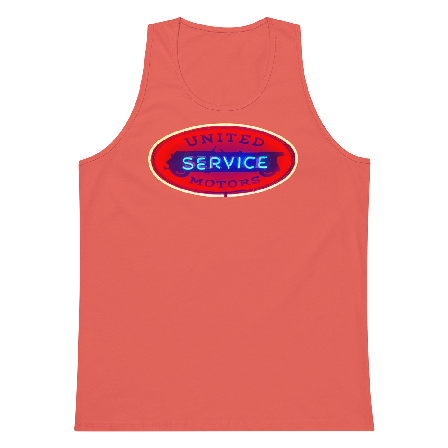 Vintage United Service Motor Neon Style Lit Men’s premium tank top