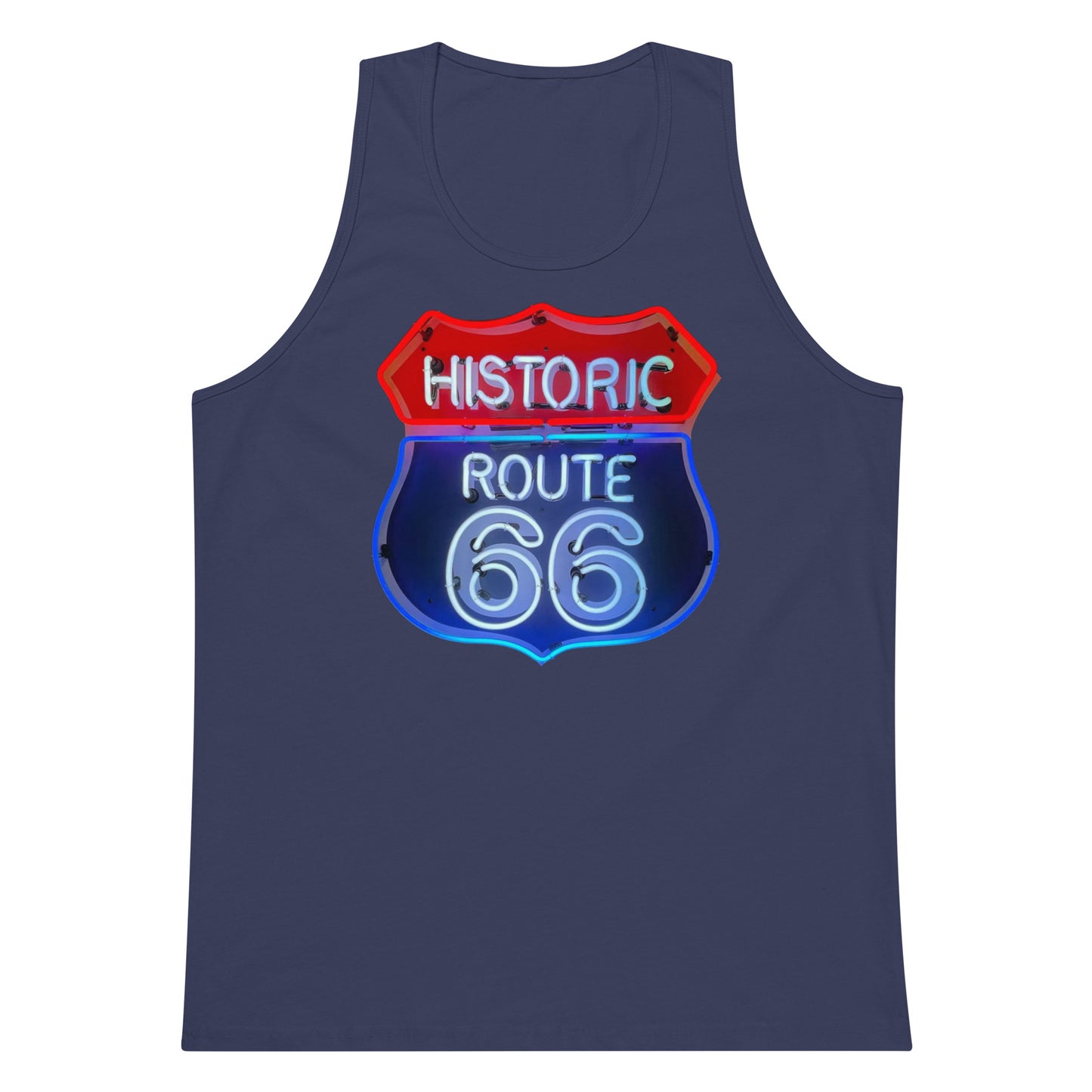 Vintage Route 66 Neon Style Men’s premium tank top