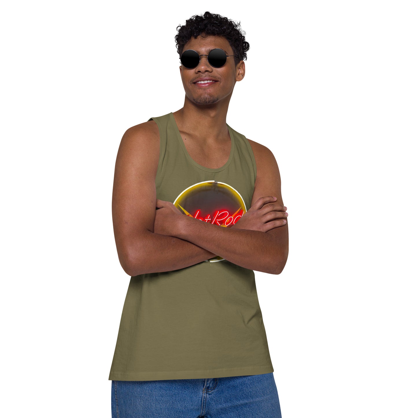 Hot Rod Garage Vintage Neon Sign Men’s premium tank top