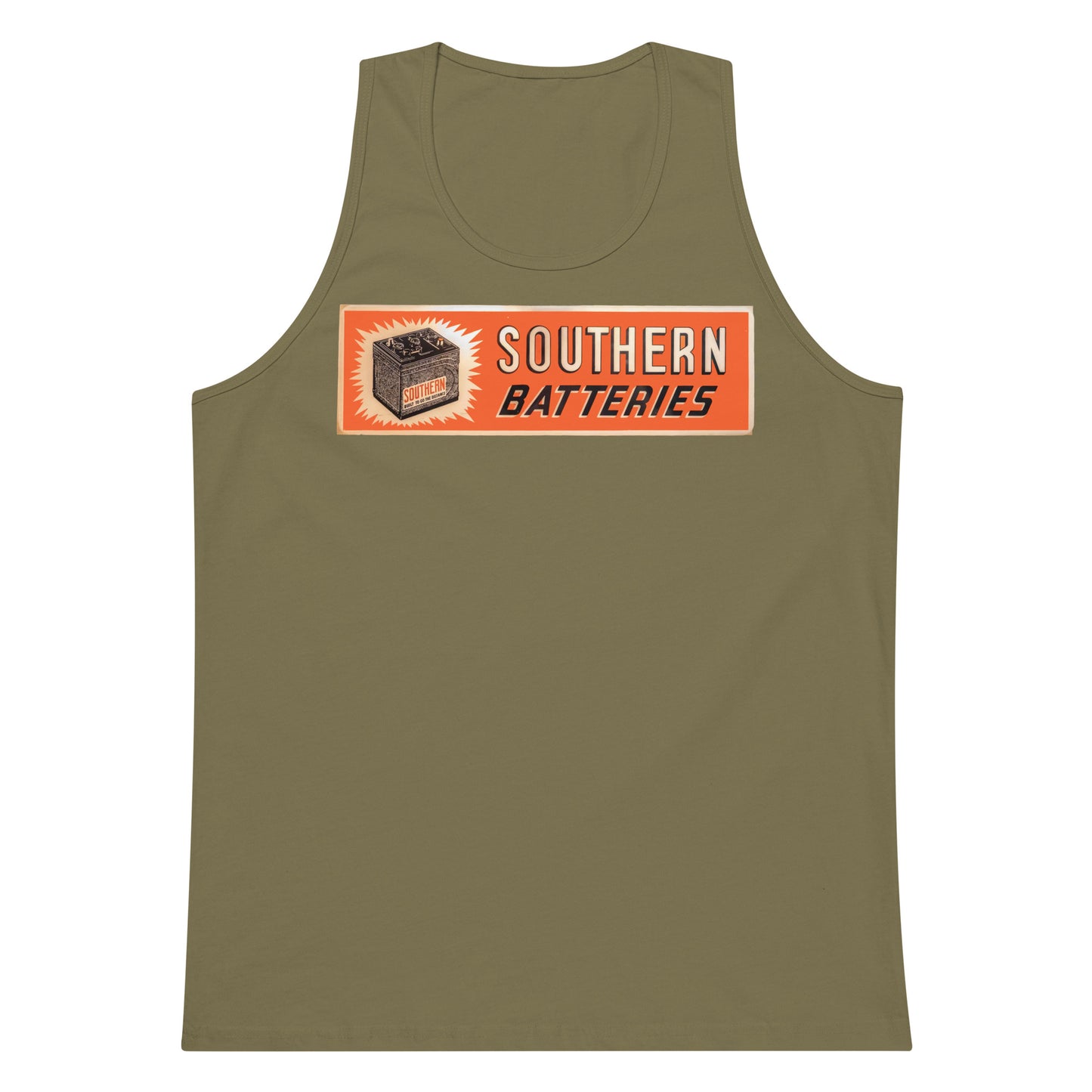 Retro National Battery Sign Patina Style Men’s premium tank top