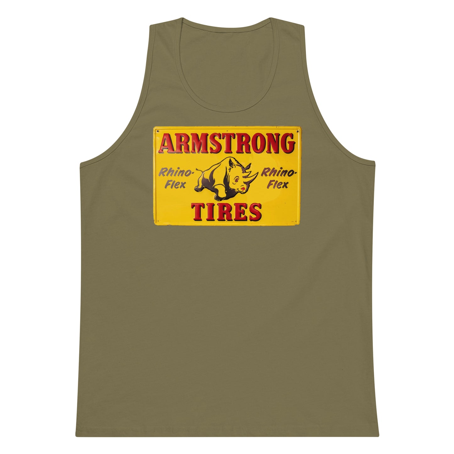 Retro Rhino Tire Sign Tin Style Men’s premium tank top