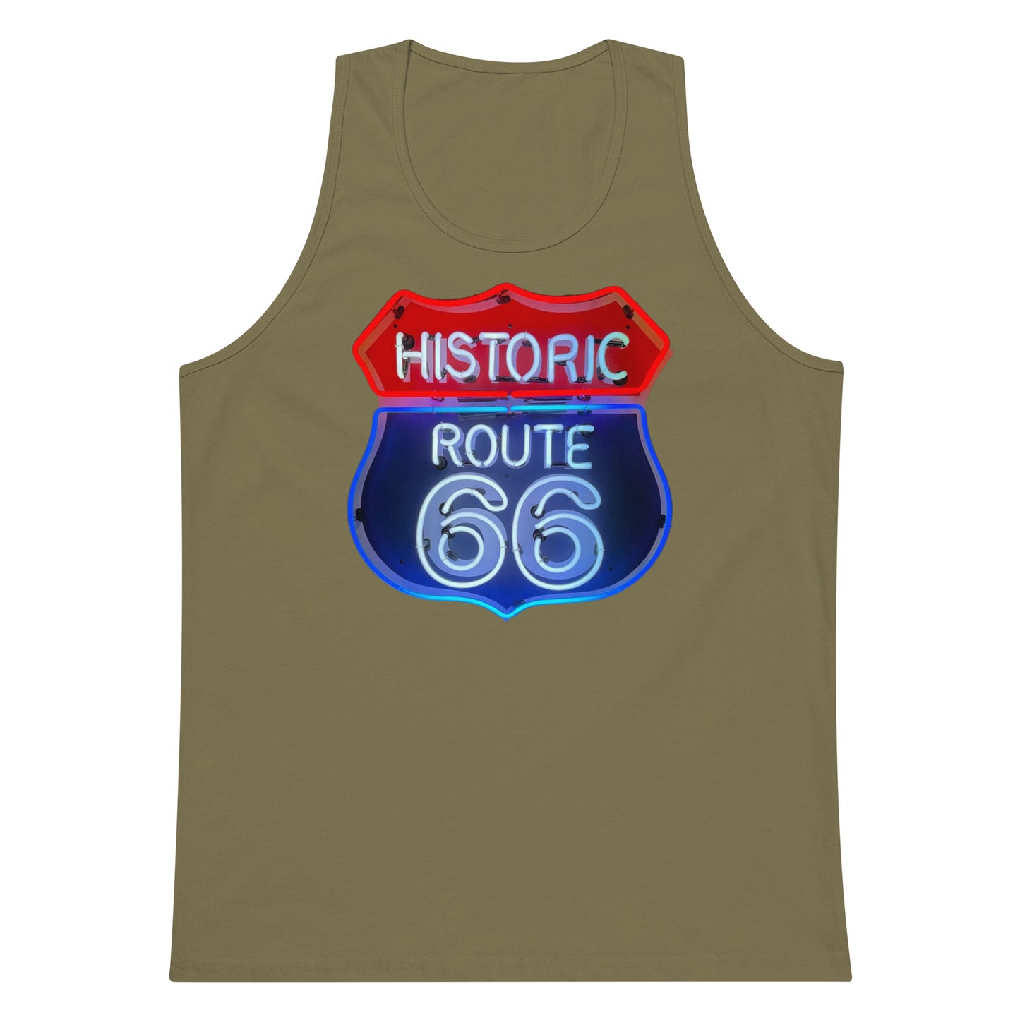 Vintage Route 66 Neon Style Men’s premium tank top