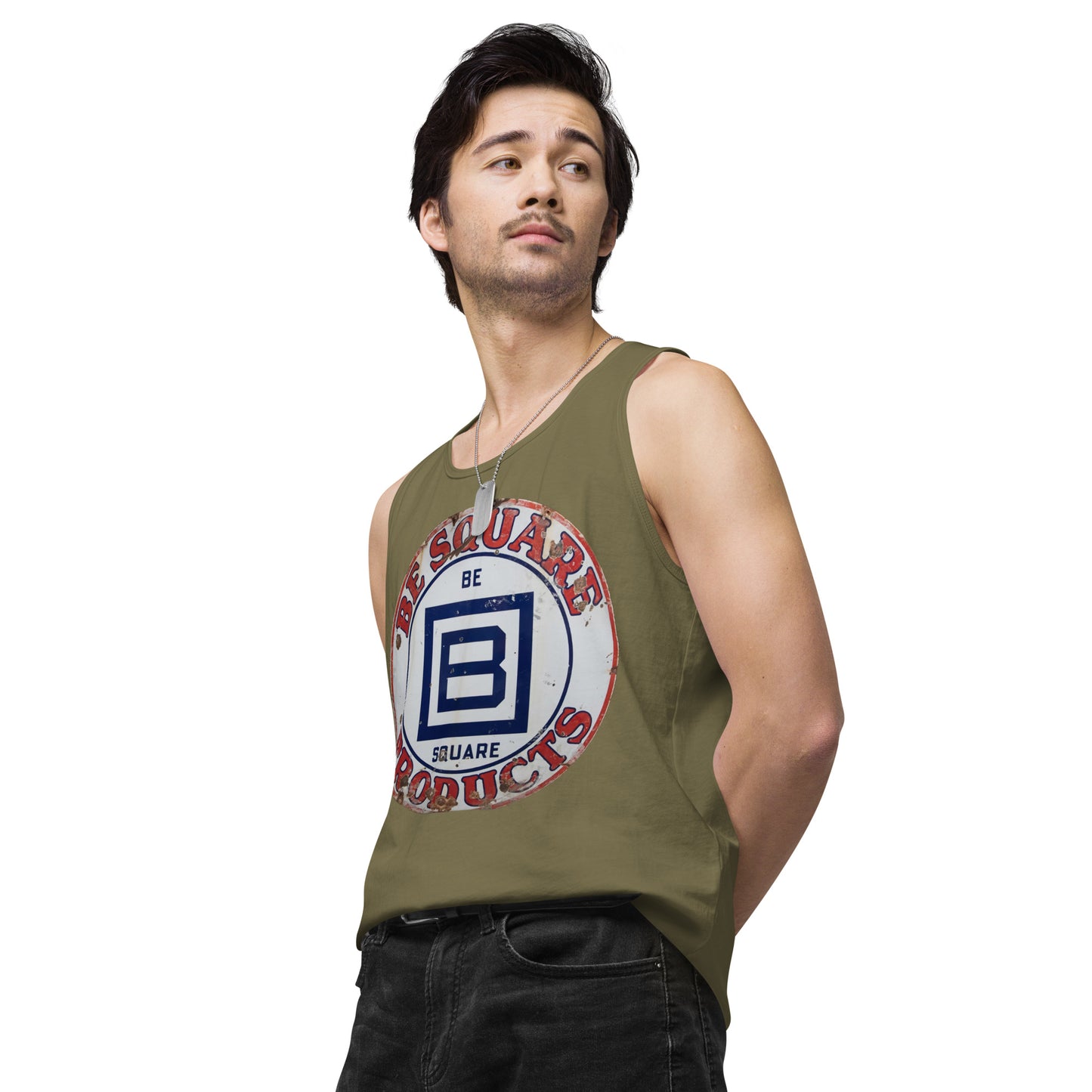 B Square Design Porcelain Men’s premium tank top