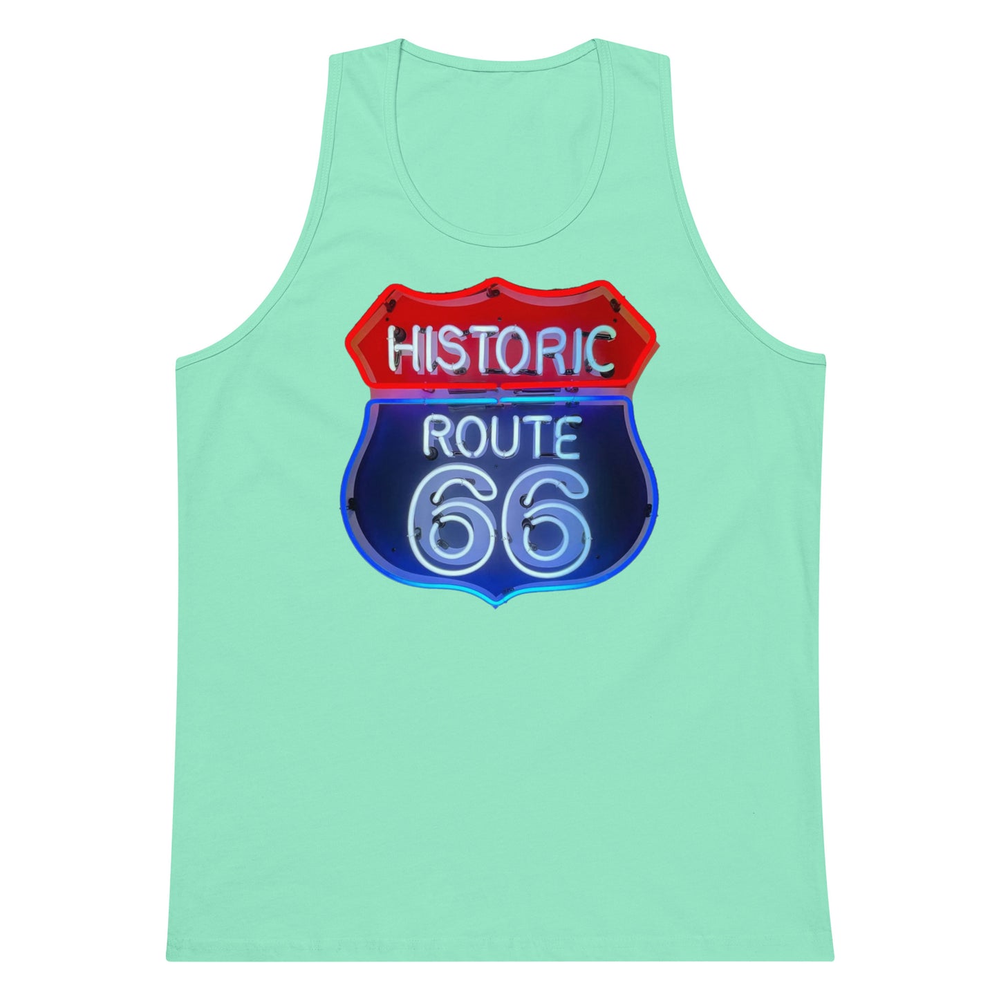 Vintage Route 66 Neon Style Men’s premium tank top