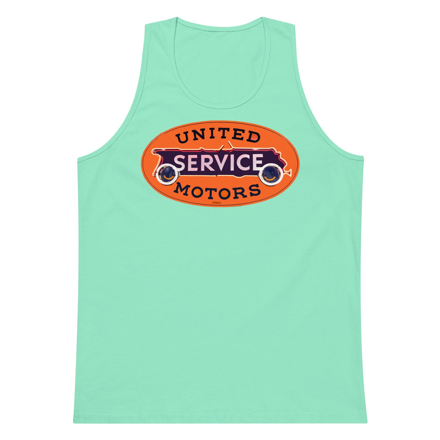 Vintage United Service Motor Neon Style Unlit Men’s premium tank top