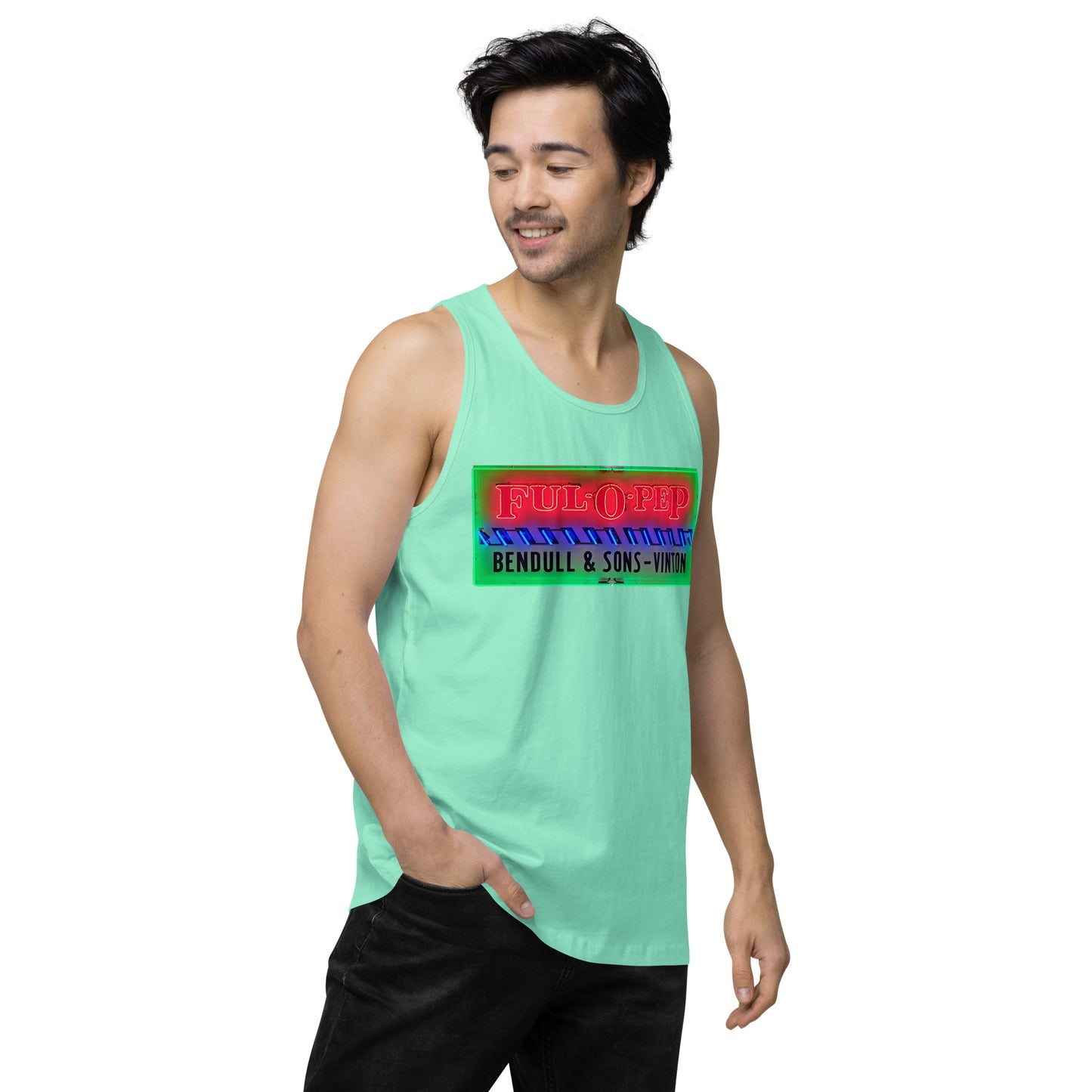 Vintage Racing Sign Neon Style Men’s premium tank top