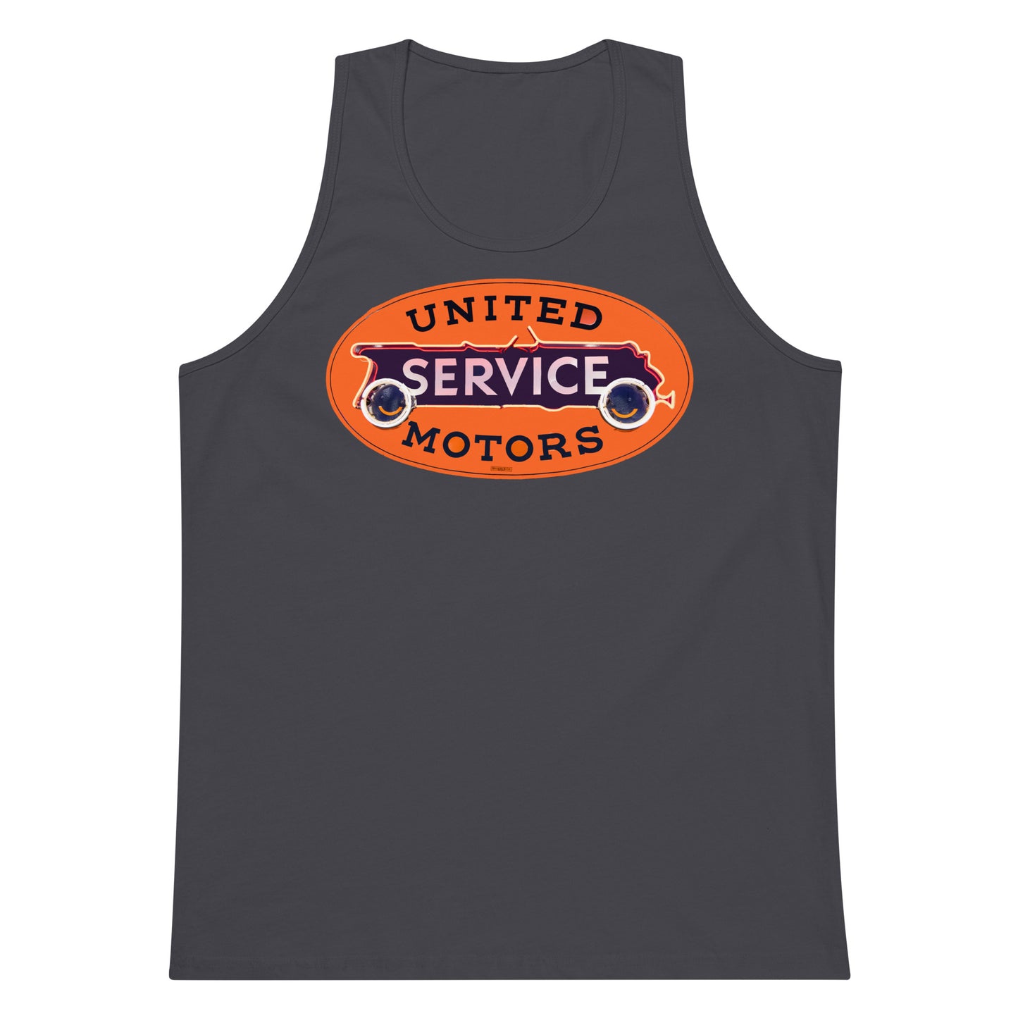 Vintage United Service Motor Neon Style Unlit Men’s premium tank top