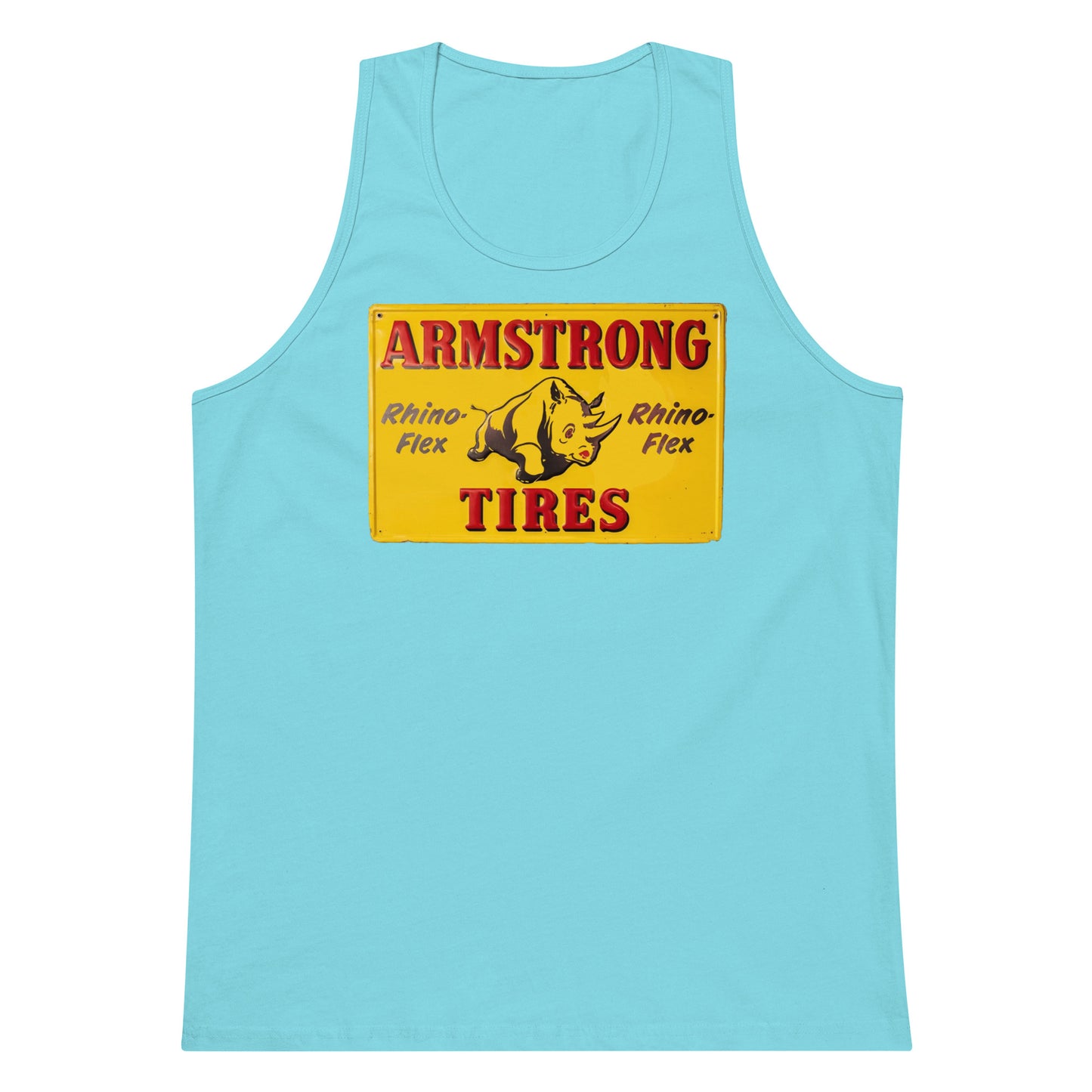 Retro Rhino Tire Sign Tin Style Men’s premium tank top