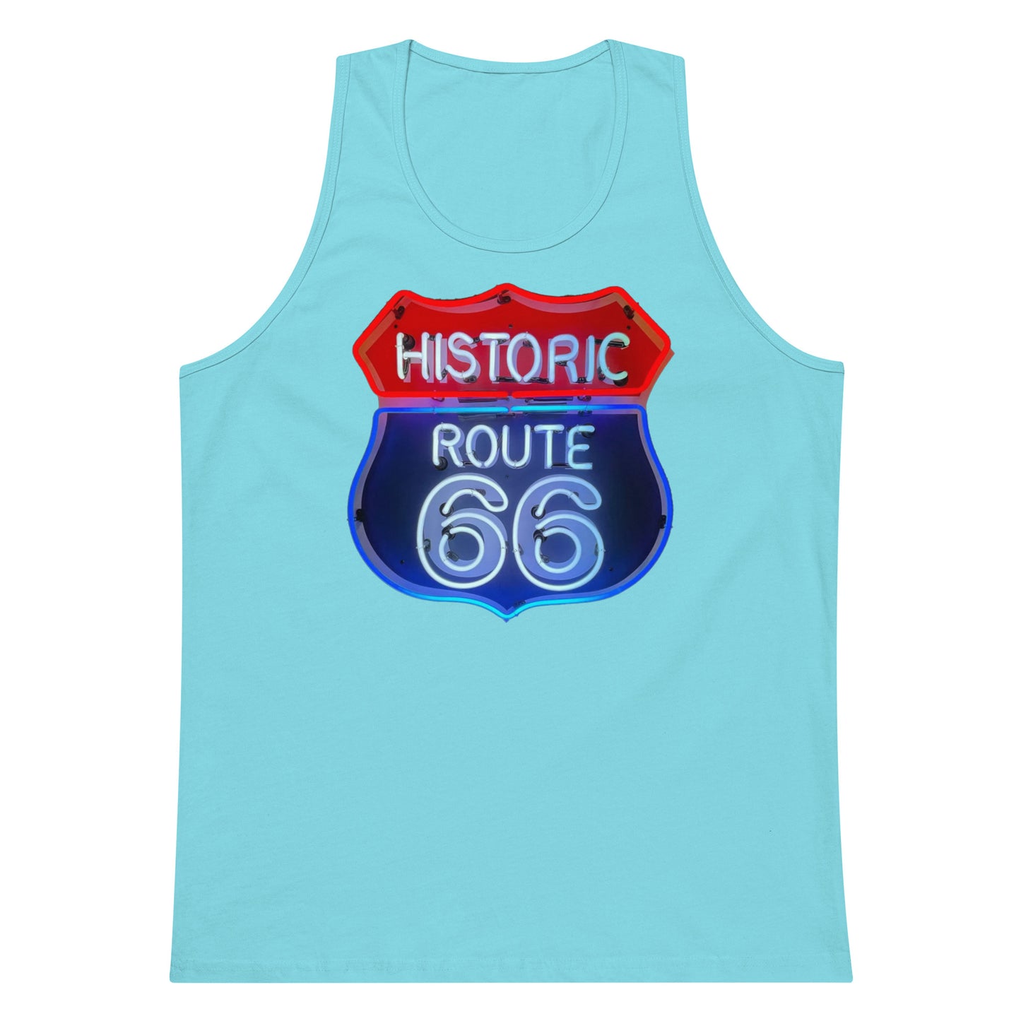 Vintage Route 66 Neon Style Men’s premium tank top