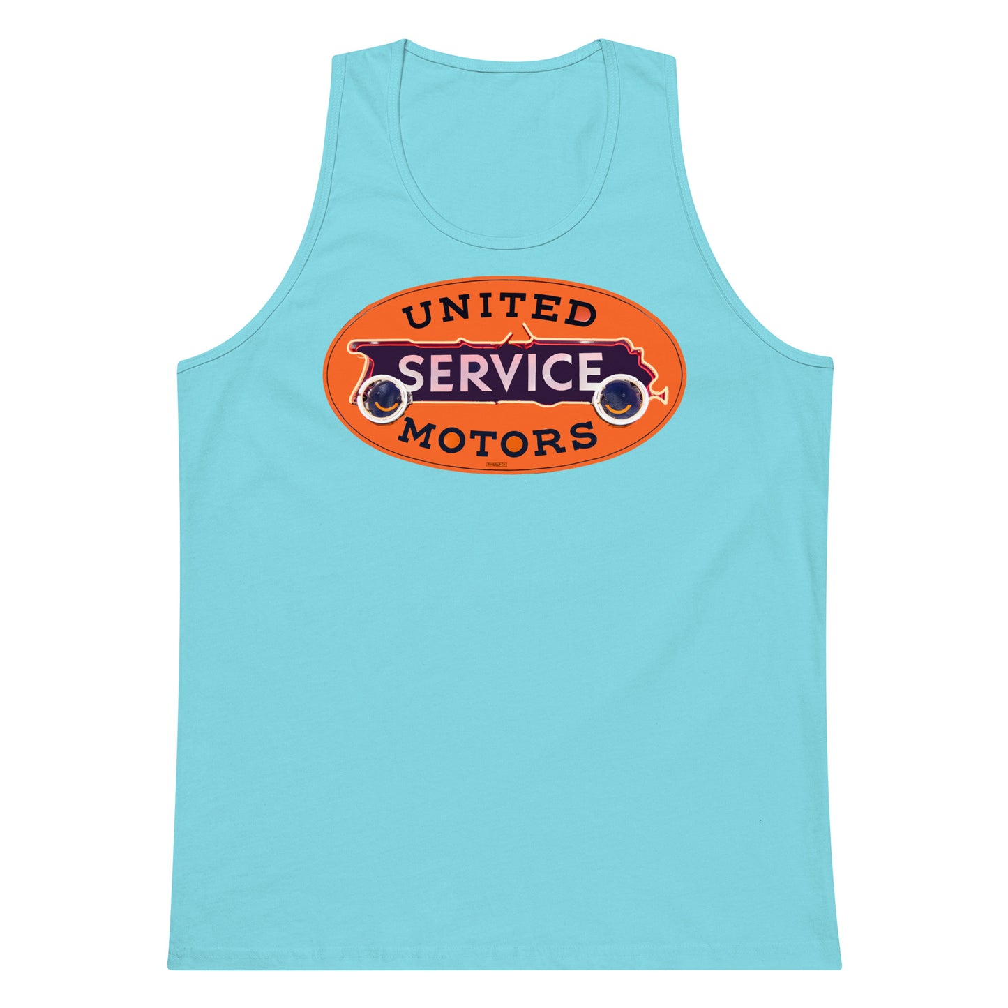 Vintage United Service Motor Neon Style Unlit Men’s premium tank top