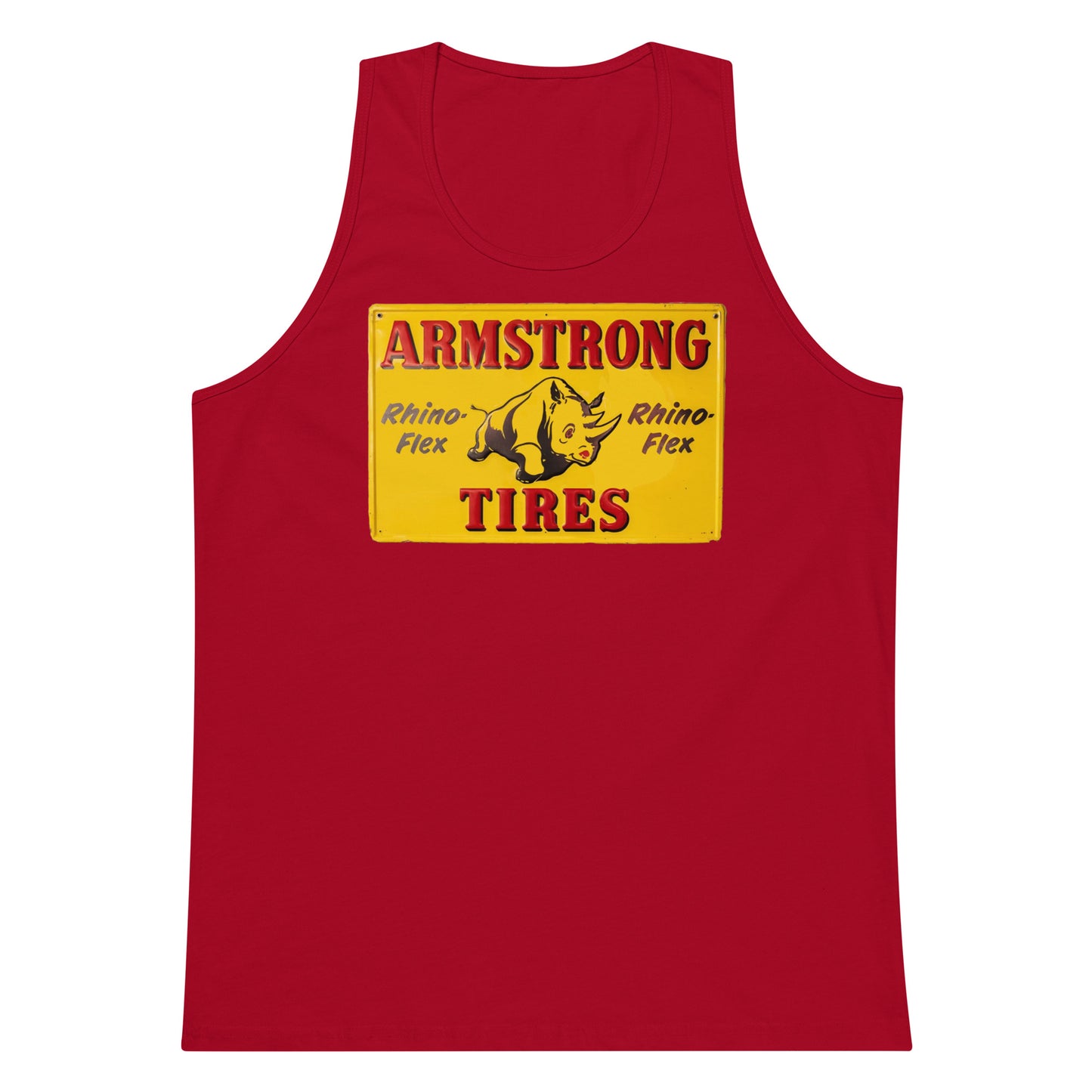 Retro Rhino Tire Sign Tin Style Men’s premium tank top