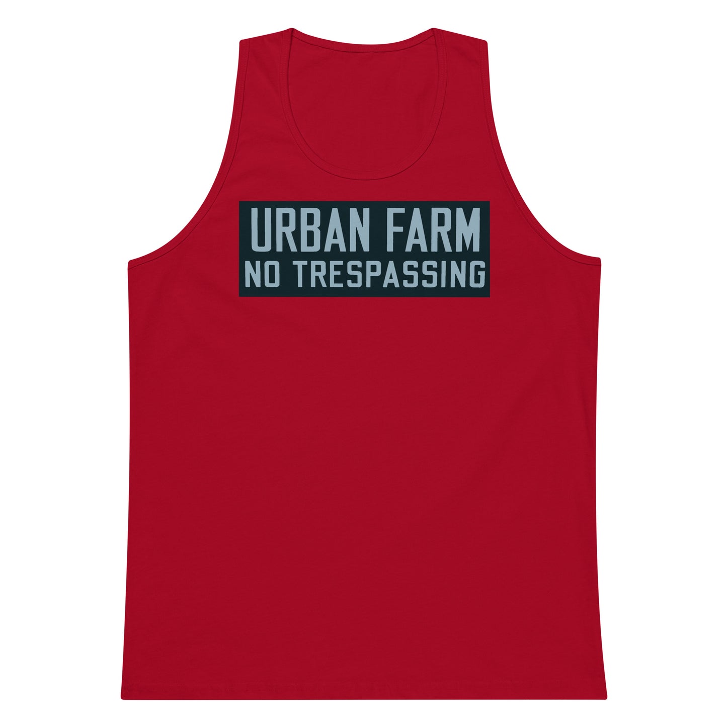 Retro Urban Farm Sign Porcelain Style Men’s premium tank top