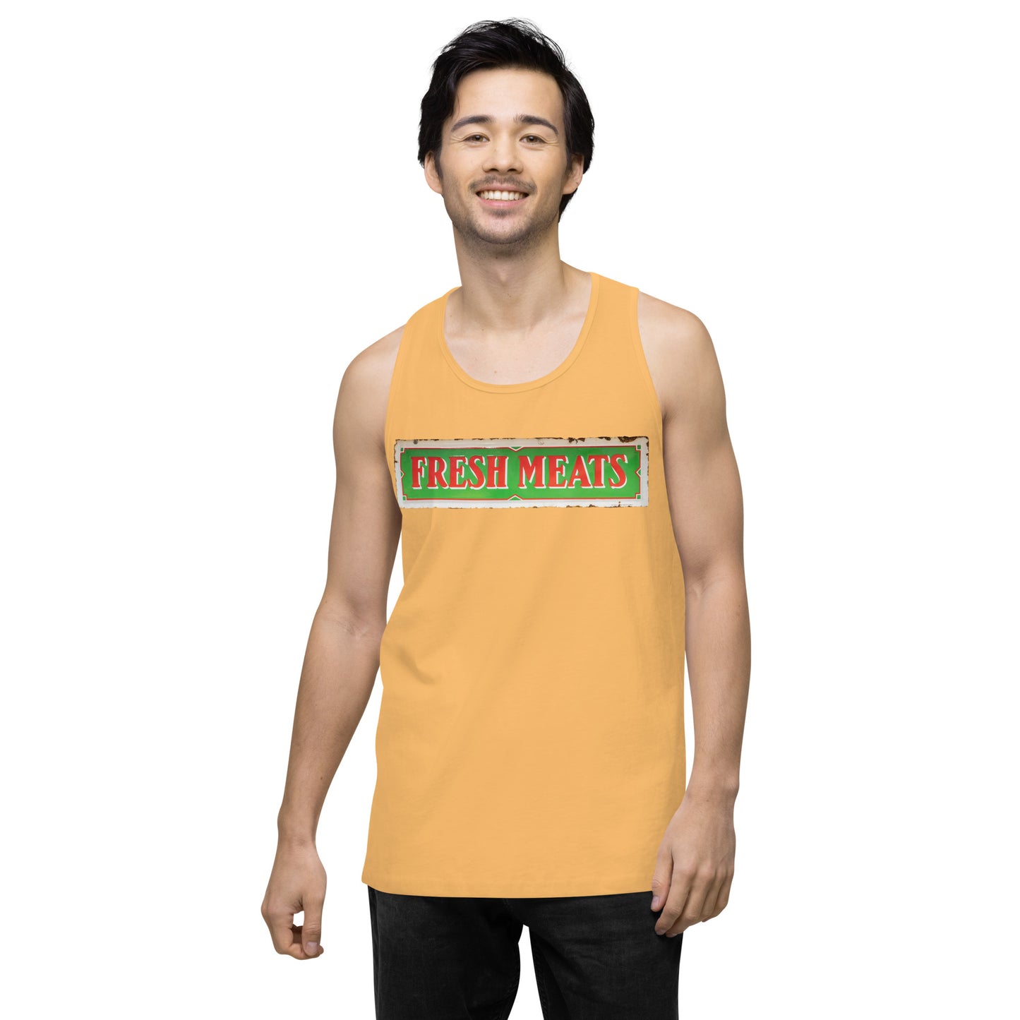 Vintage Fresh Meat Sign Porcelain Style Men’s premium tank top